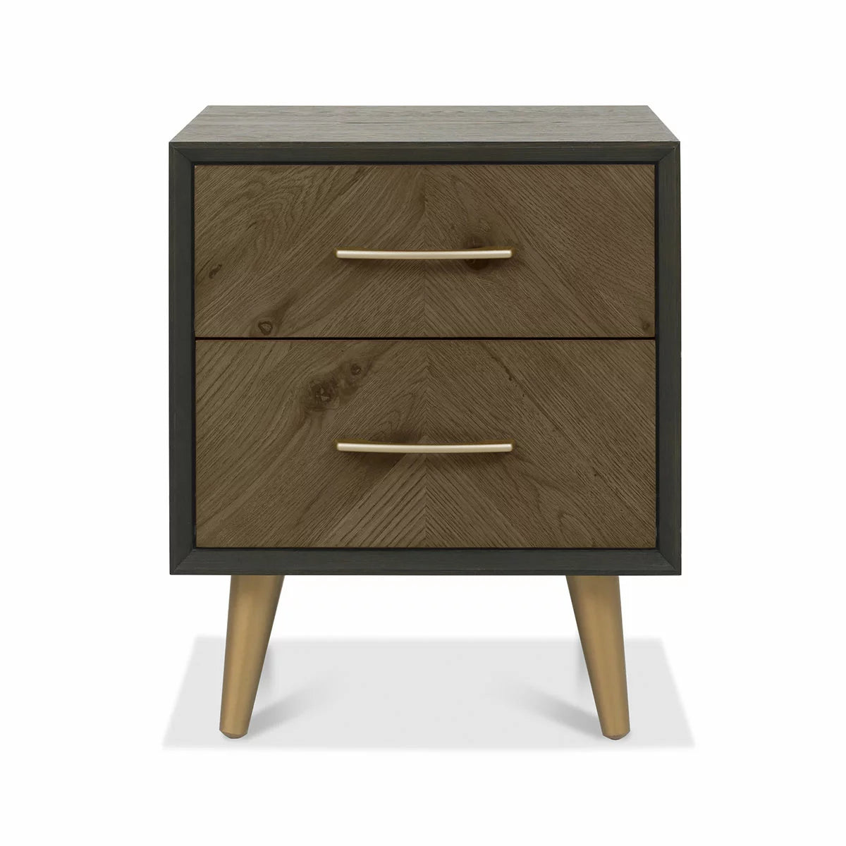 Bentley Designs Sienna Fumed Oak & Peppercorn Two Drawer Nightstand, 2 Pack