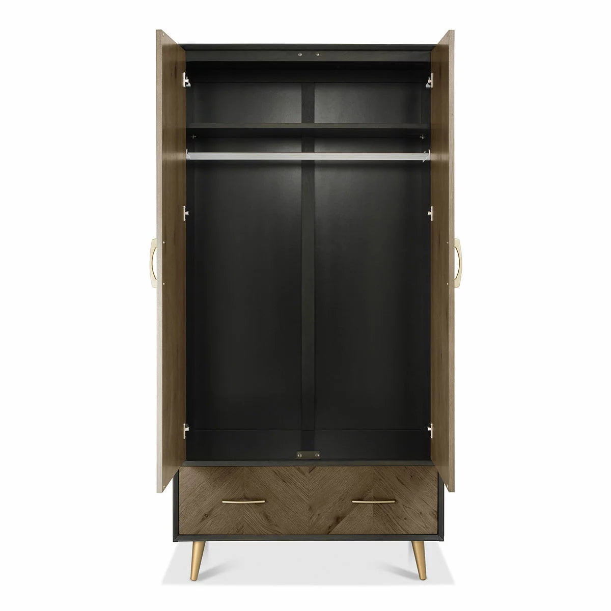 Bentley Designs Sienna Fumed Oak & Peppercorn Double Wardrobe