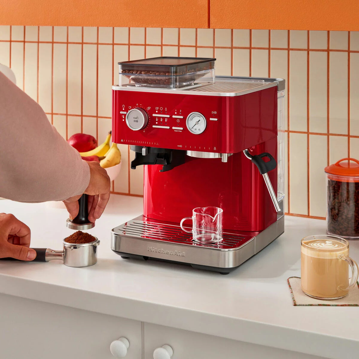 KitchenAid Semi Auto Espresso Machine With Burr Grinder, 5KES6551BCA