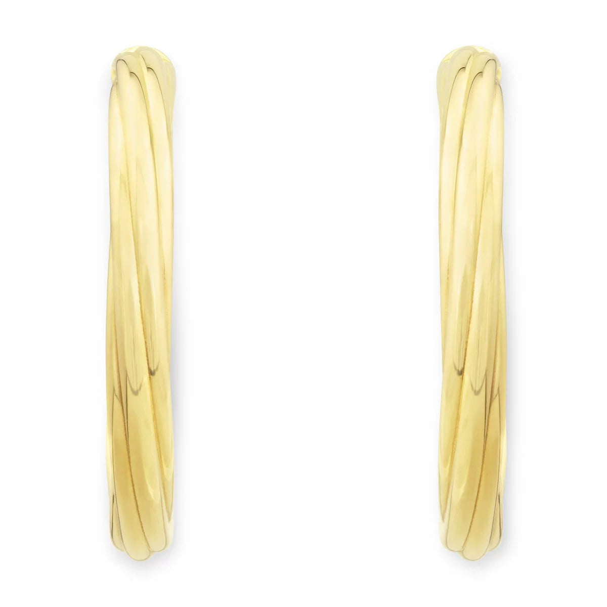 14ct Yellow Gold Textured Hoop Earrings