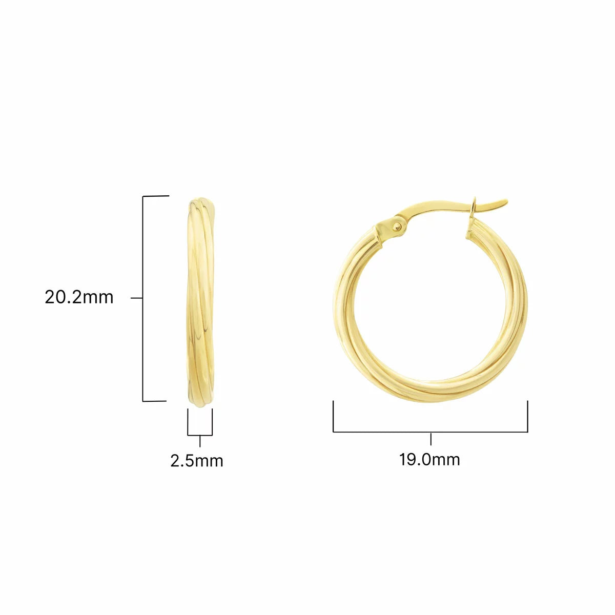14ct Yellow Gold Textured Hoop Earrings
