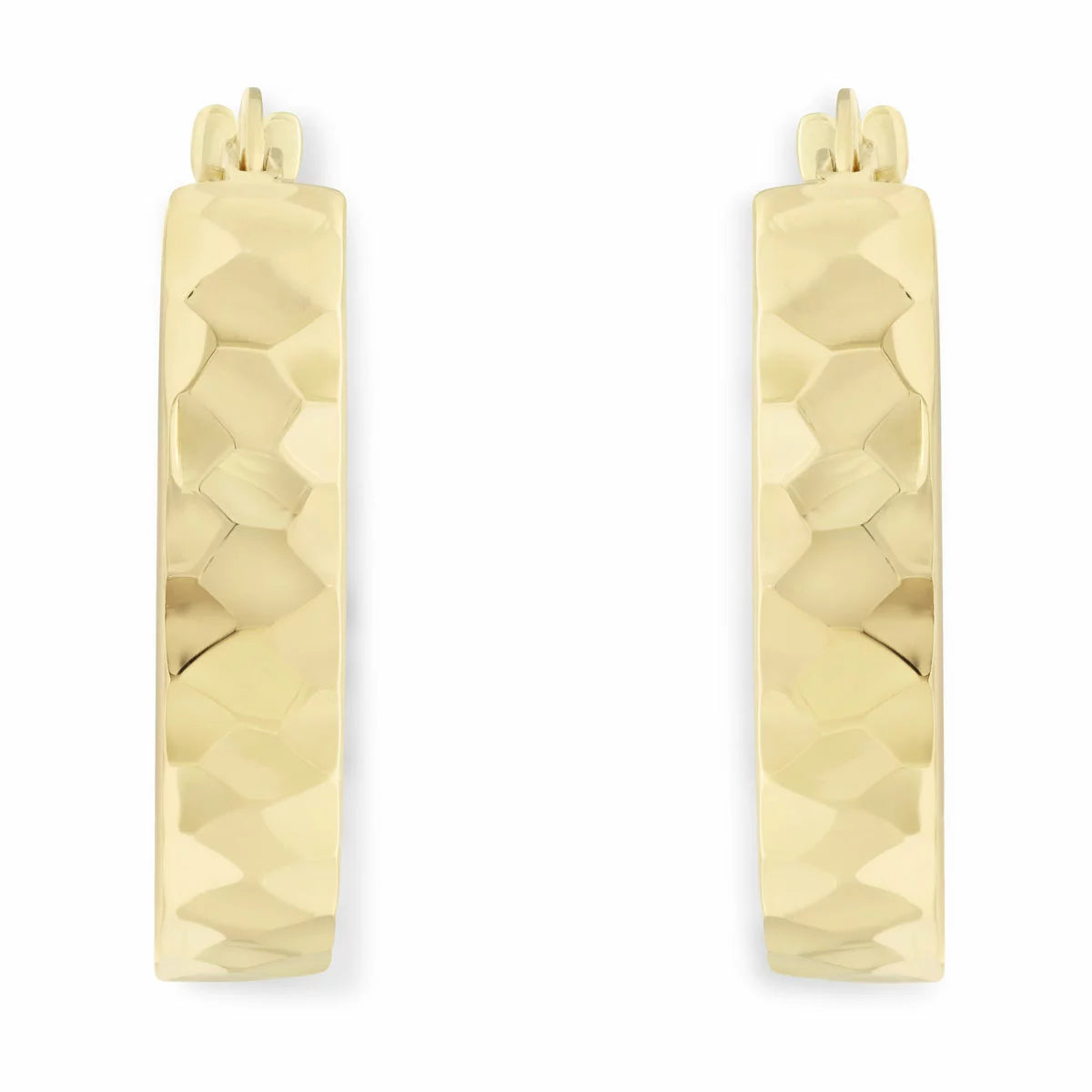 14ct Yellow Gold Hammered Hoop Earrings