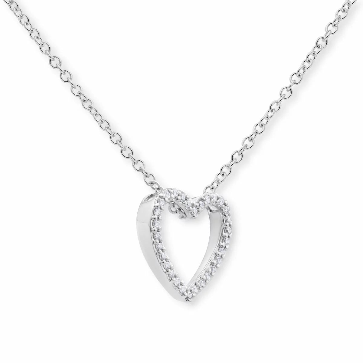 0.09ctw Round Brilliant Cut Diamond Heart Pendant, 18ct White Gold