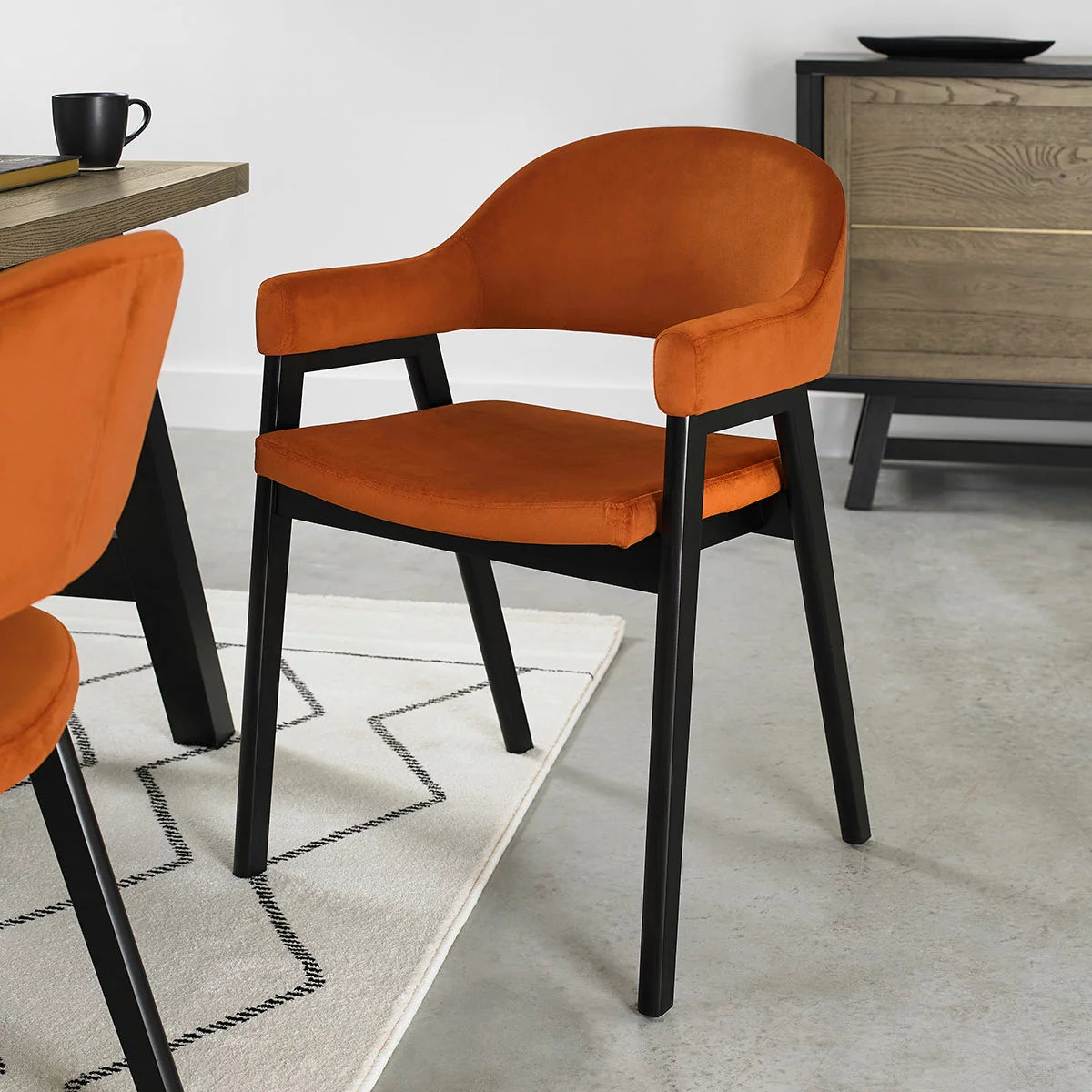 Bentley Designs Camden Peppercorn Rust Velvet Armchair, 2 Pack