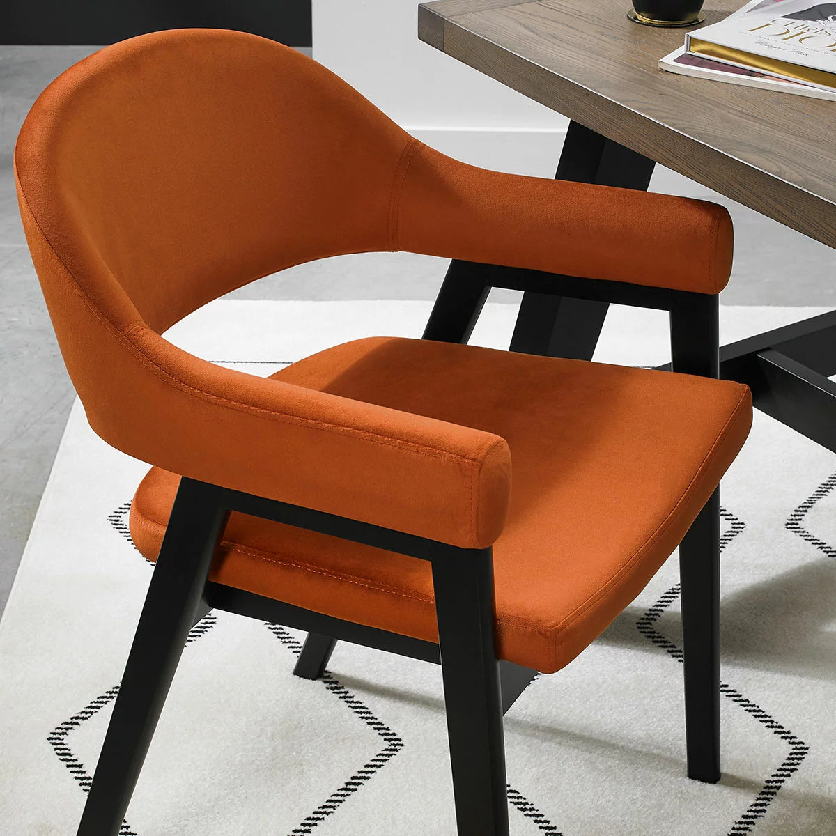 Bentley Designs Camden Peppercorn Rust Velvet Armchair, 2 Pack