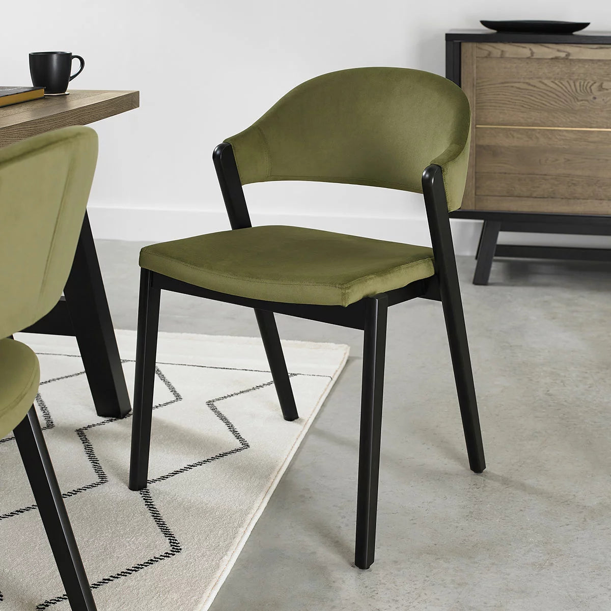 Bentley Designs Camden Peppercorn Cedar Velvet Dining Chair, 2 Pack