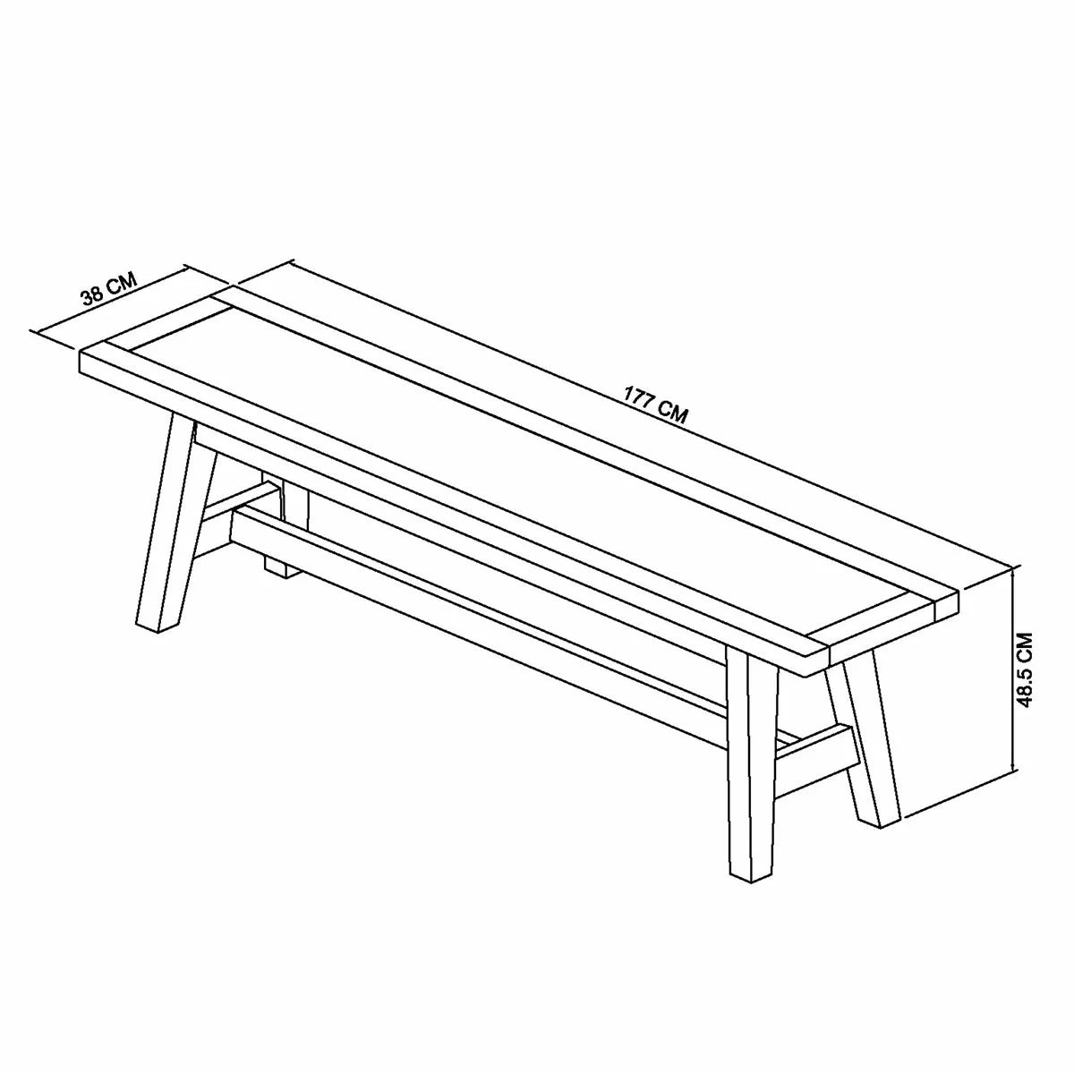Bentley Designs Camden Weathered Oak & Peppercorn Small Bench, 177cm