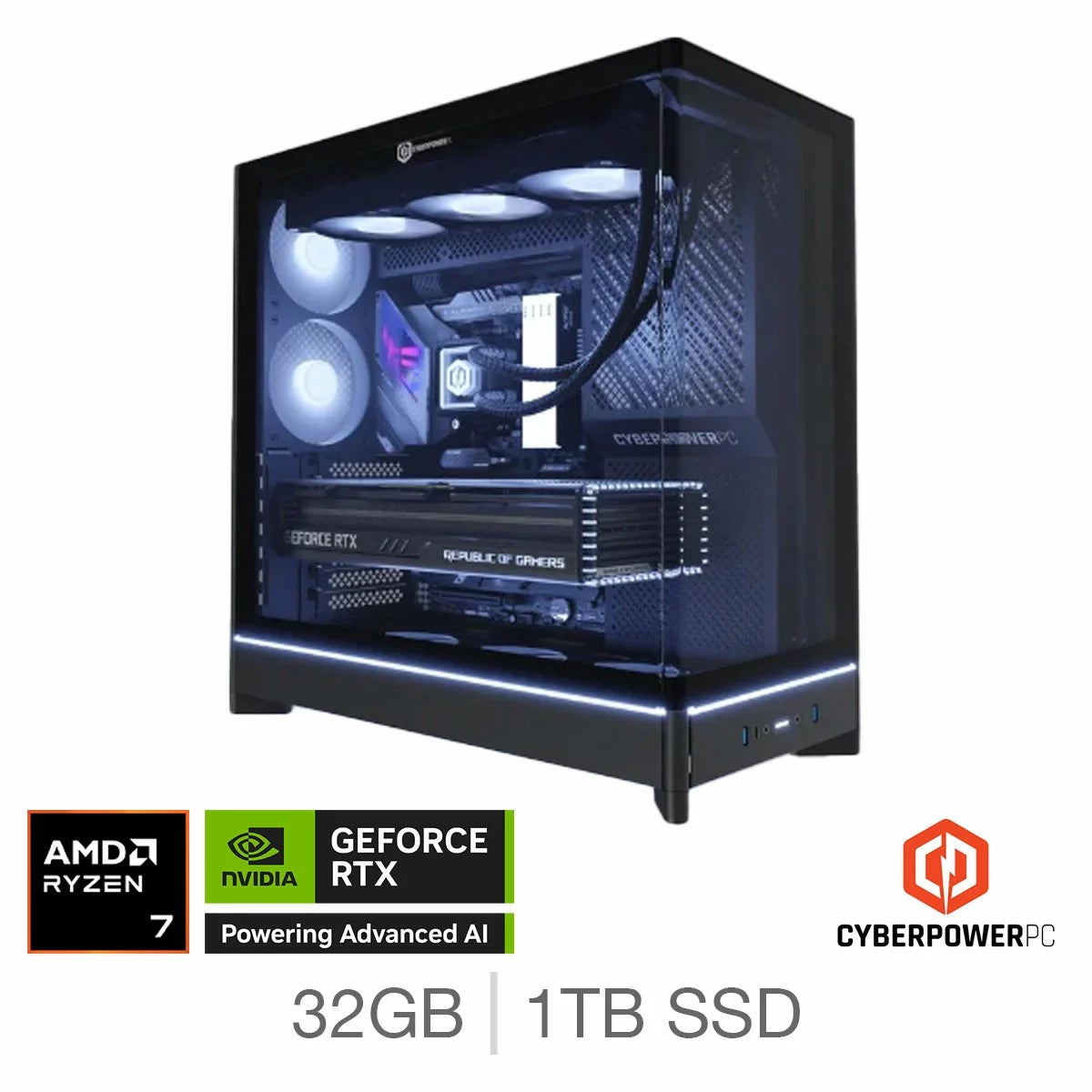 CyberPower, AMD Ryzen 7, 32GB RAM, 1TB SSD, NVIDIA GeForce RTX 5070, Gaming Desktop PC