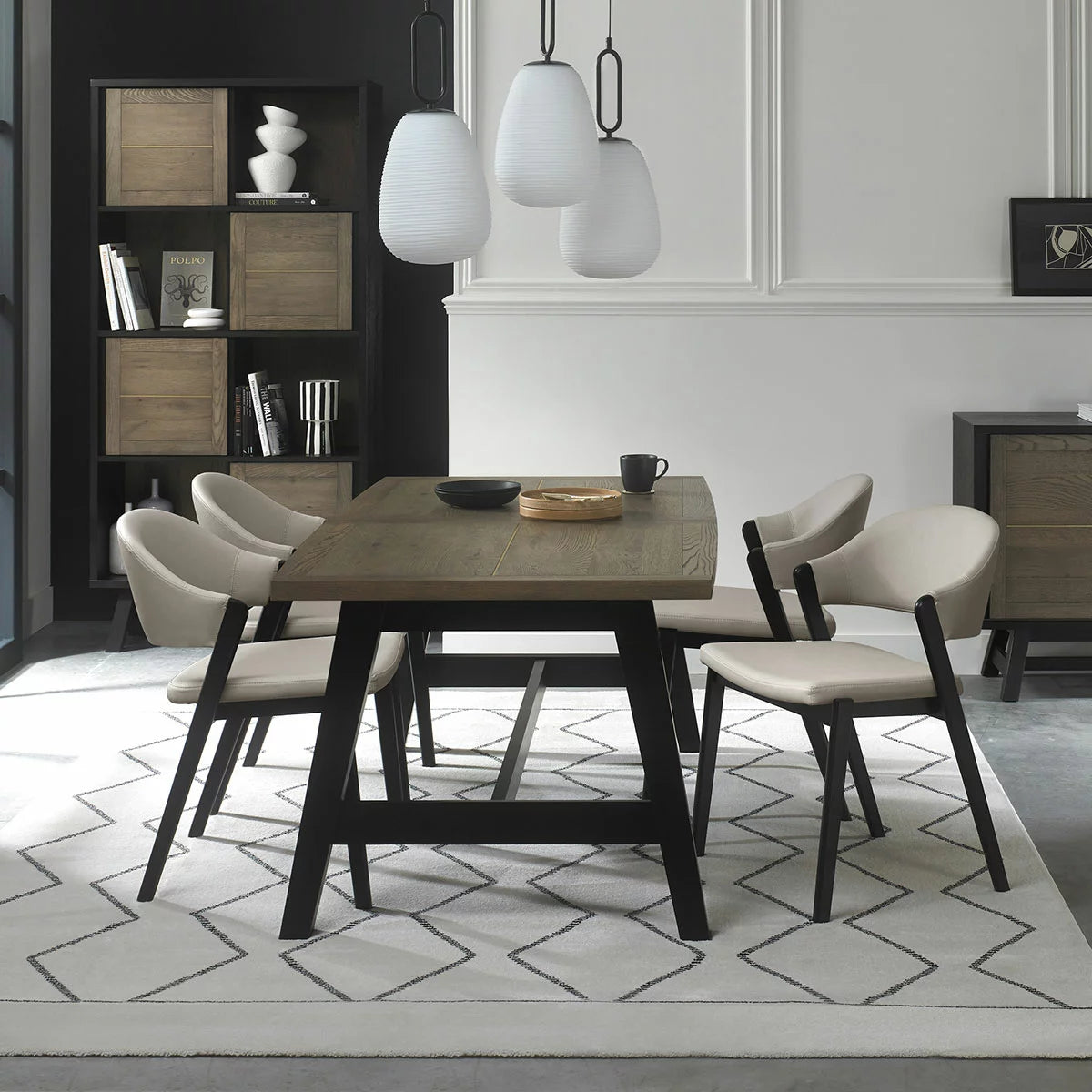 Bentley Designs Camden Weathered Oak & Peppercorn Extending Dining Table, Seats