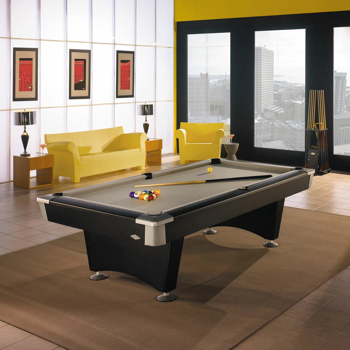 Installed Brunswick Black Wolf 8ft Pool Table