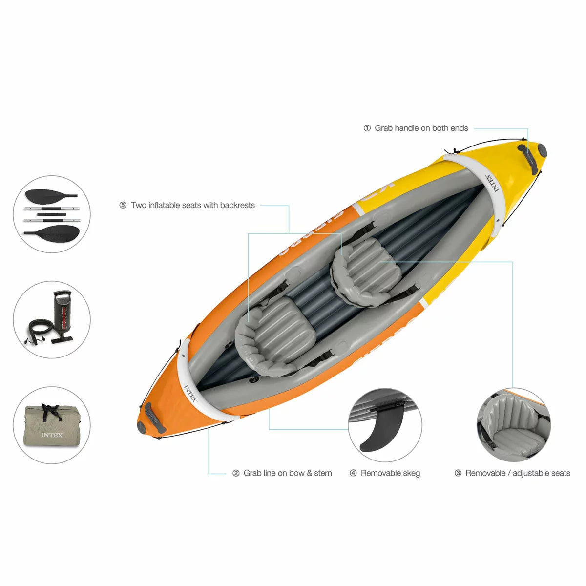 Intex Sierra K2, 2 Person Inflatable Kayak Set