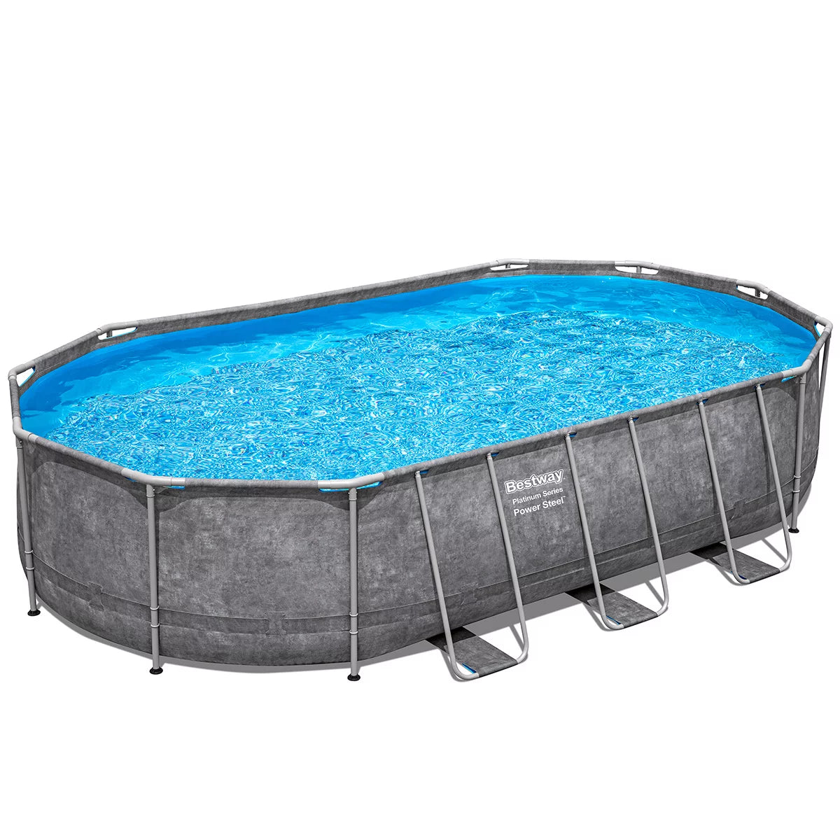Bestway 20ft x 12ft Platinum Series Power Steel Oval Frame Pool with Sand Filter