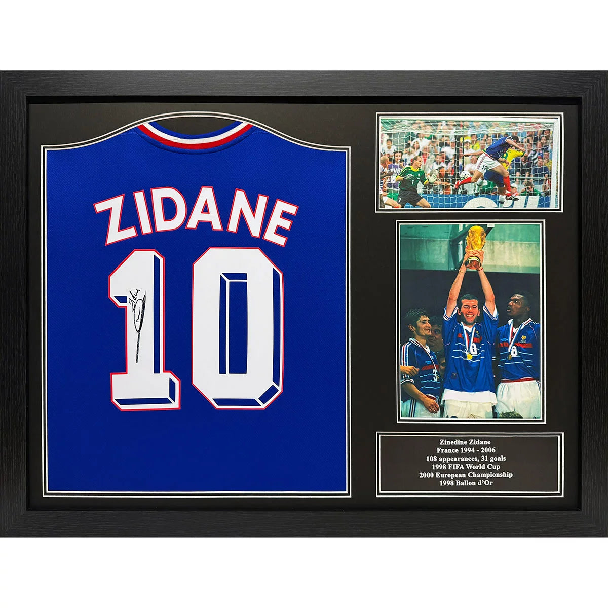 Zinedine Zidane Signed France 10 Shirt including 2 Photos