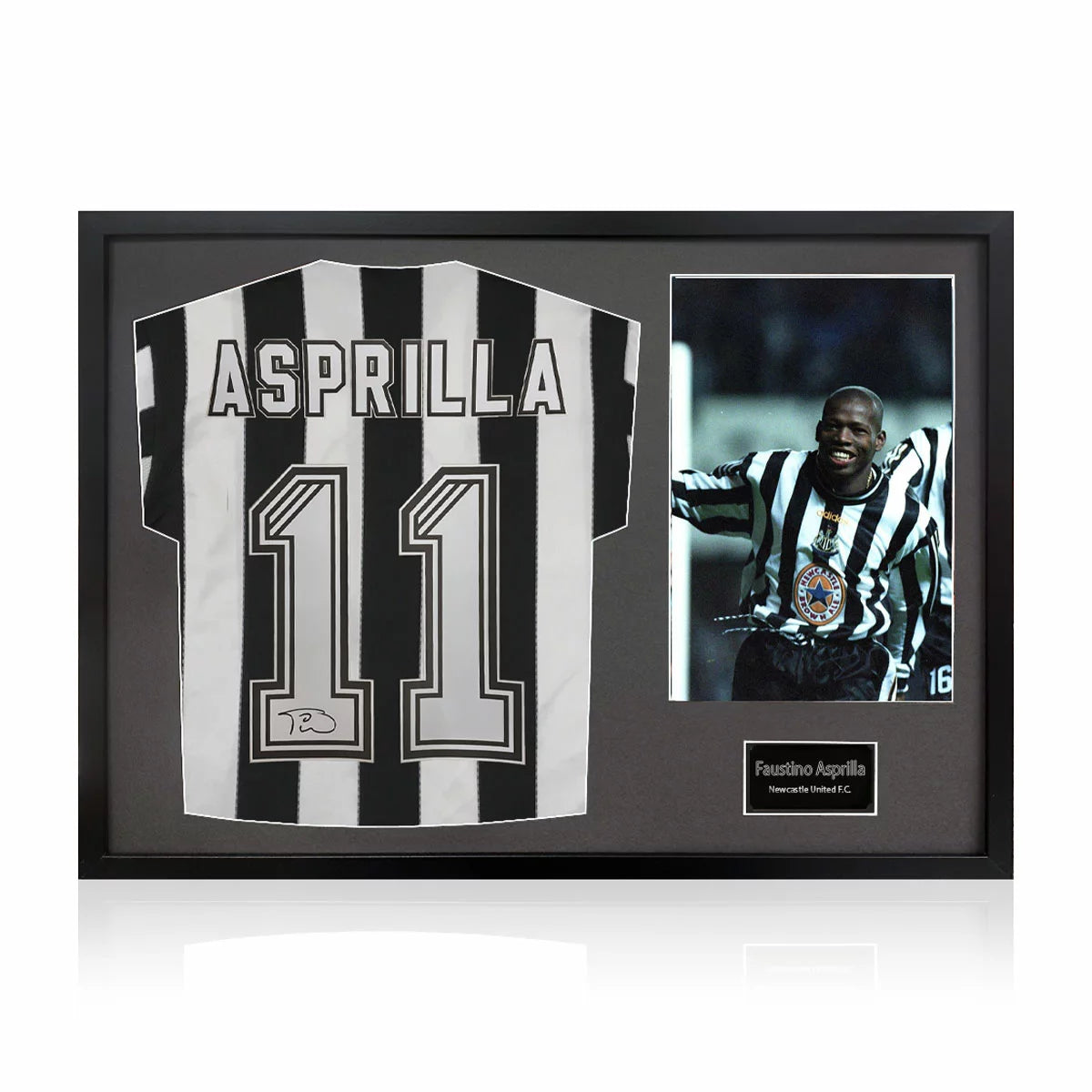Faustino Asprilla Signed Framed Newcastle Football Shirt including 1 Photo in 2