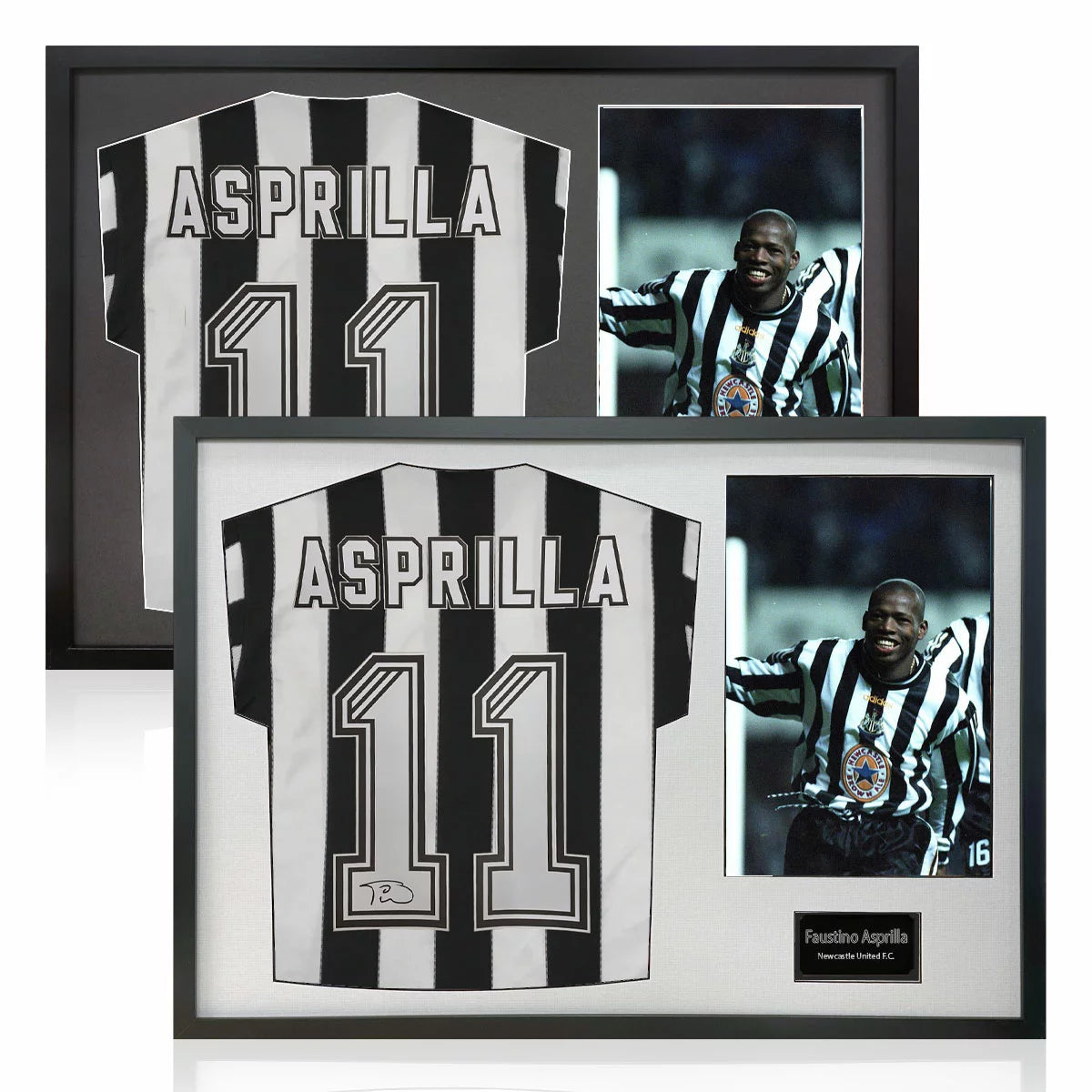 Faustino Asprilla Signed Framed Newcastle Football Shirt including 1 Photo in 2
