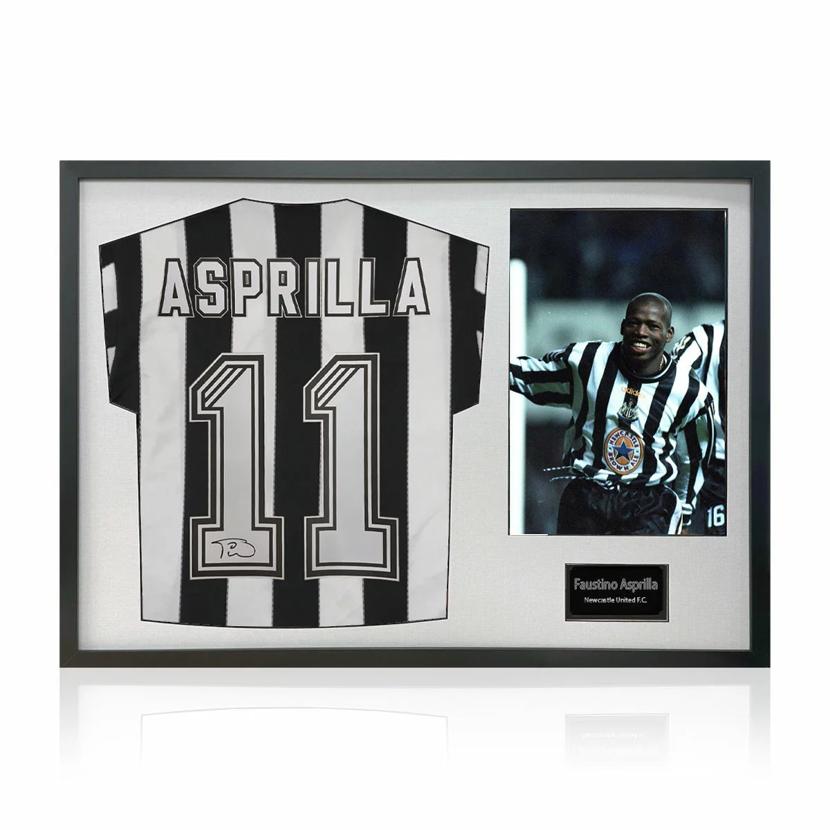 Faustino Asprilla Signed Framed Newcastle Football Shirt including 1 Photo in 2