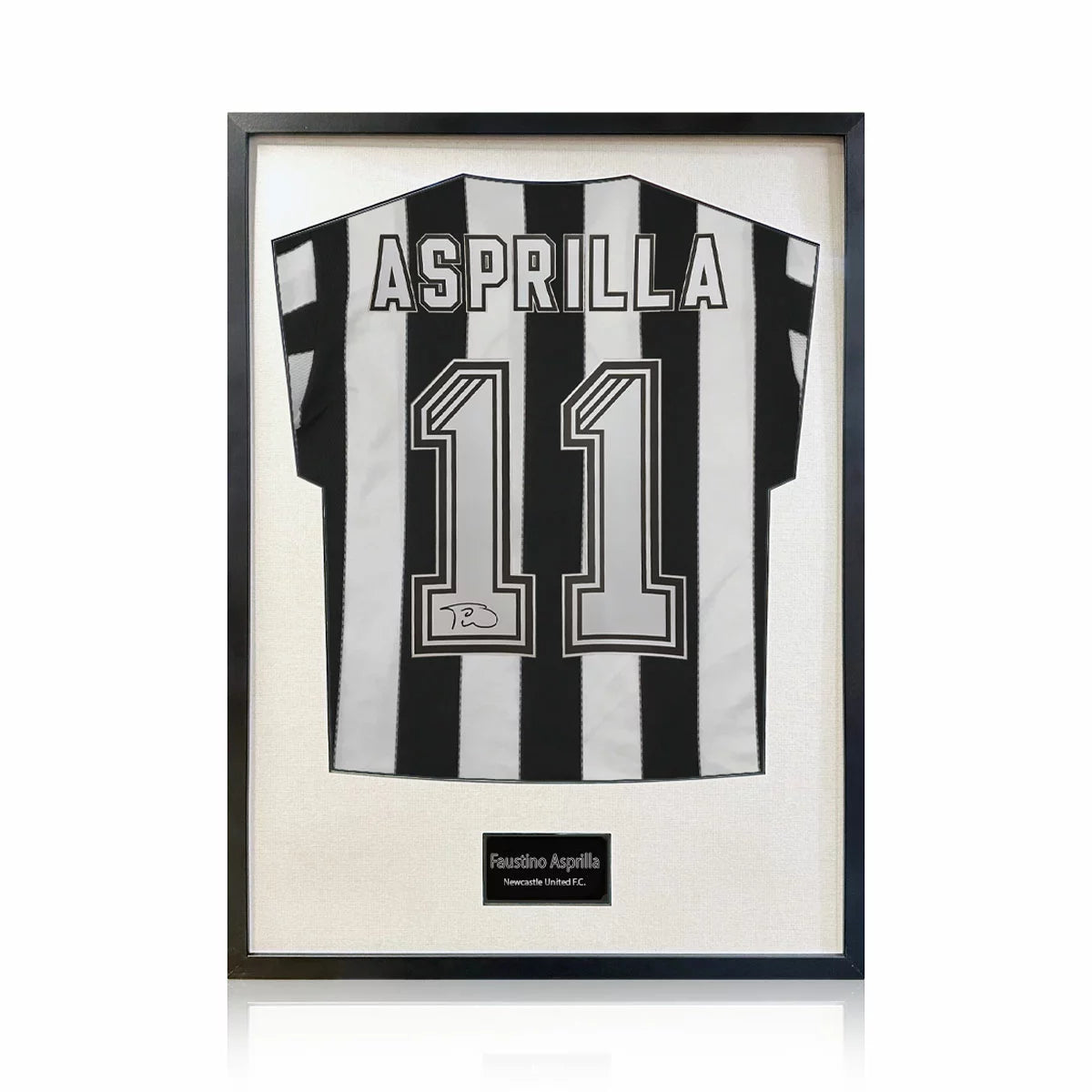 Faustino Asprilla Signed Framed Newcastle Football Shirt in 2 Options: Black or