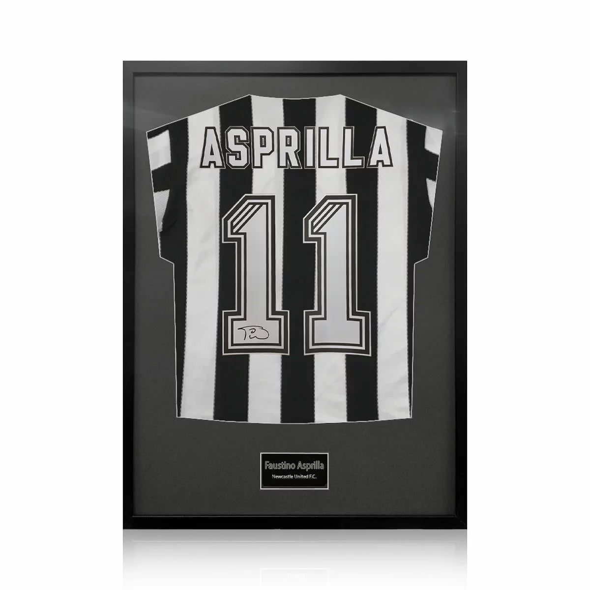 Faustino Asprilla Signed Framed Newcastle Football Shirt in 2 Options: Black or