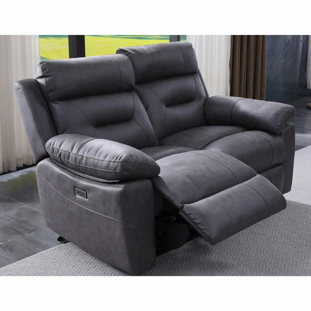 Lucca Grey Fabric Power Reclining 2 Seater Sofa