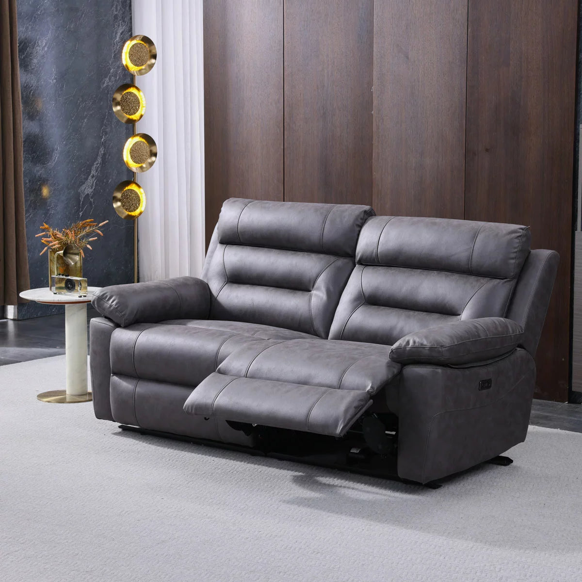 Lucca Grey Fabric Power Reclining Large 2 Seater Sofa