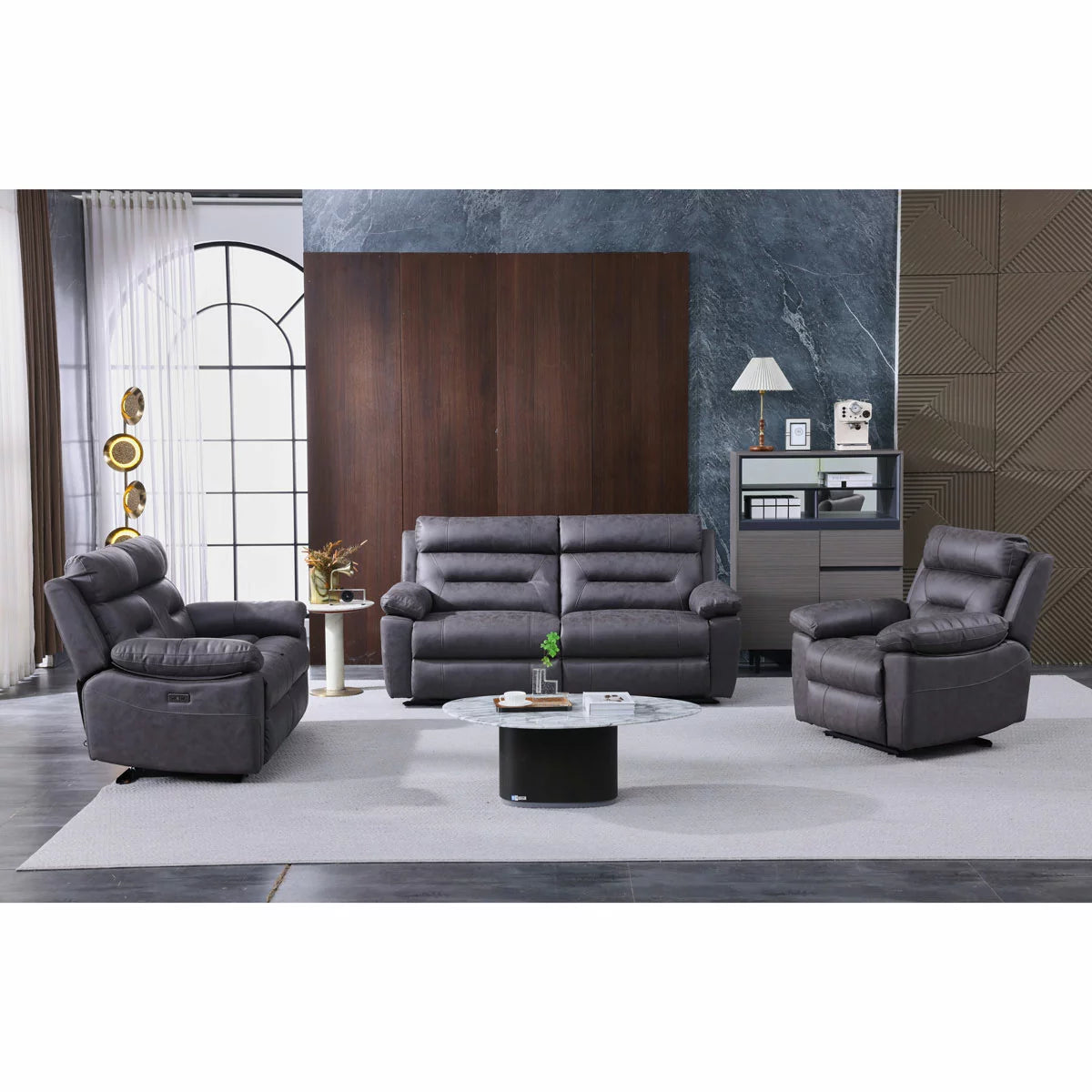 Lucca Grey Fabric Power Reclining Large 2 Seater Sofa