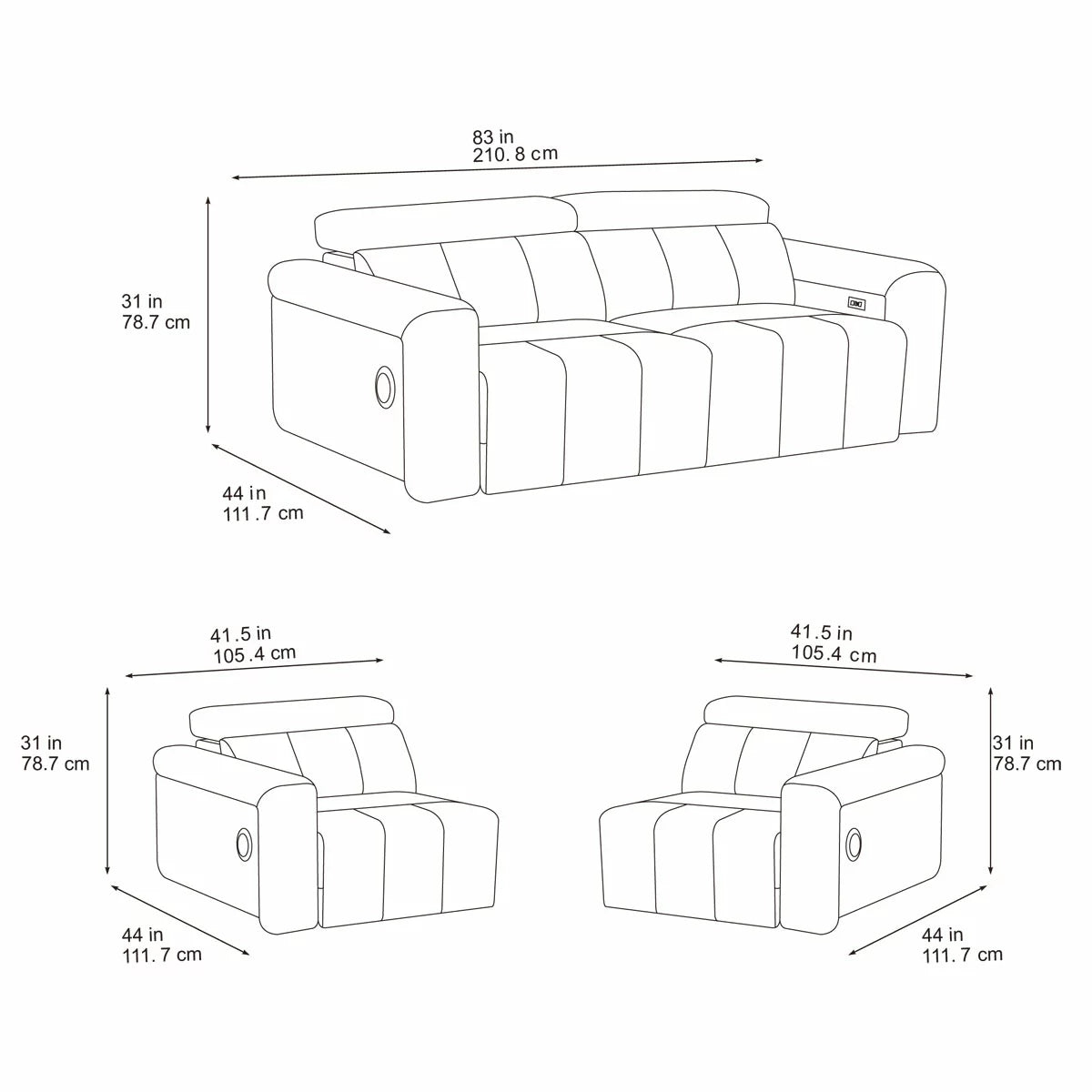 Dallas Cream Leather Power Sliding 3 Seater Sofa