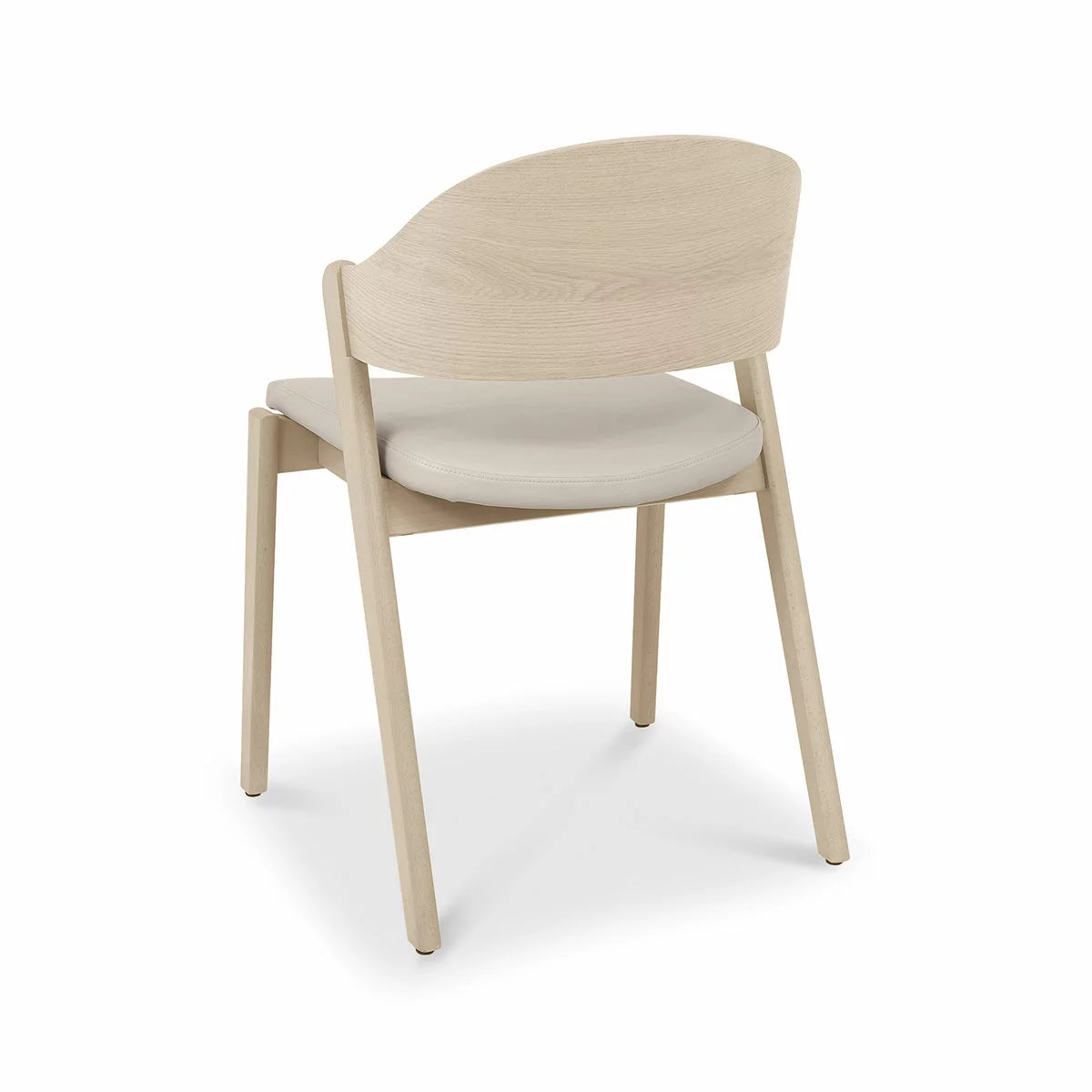Bentley Designs Vega Scandi Light Oak Beige Leather Dining Chair, 2 Pack