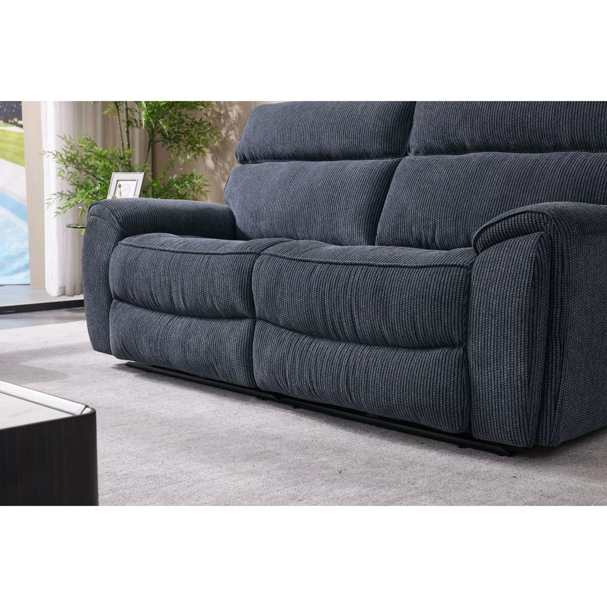 Atlanta Grey Cord Fabric Power Reclining 2 Seater Sofa
