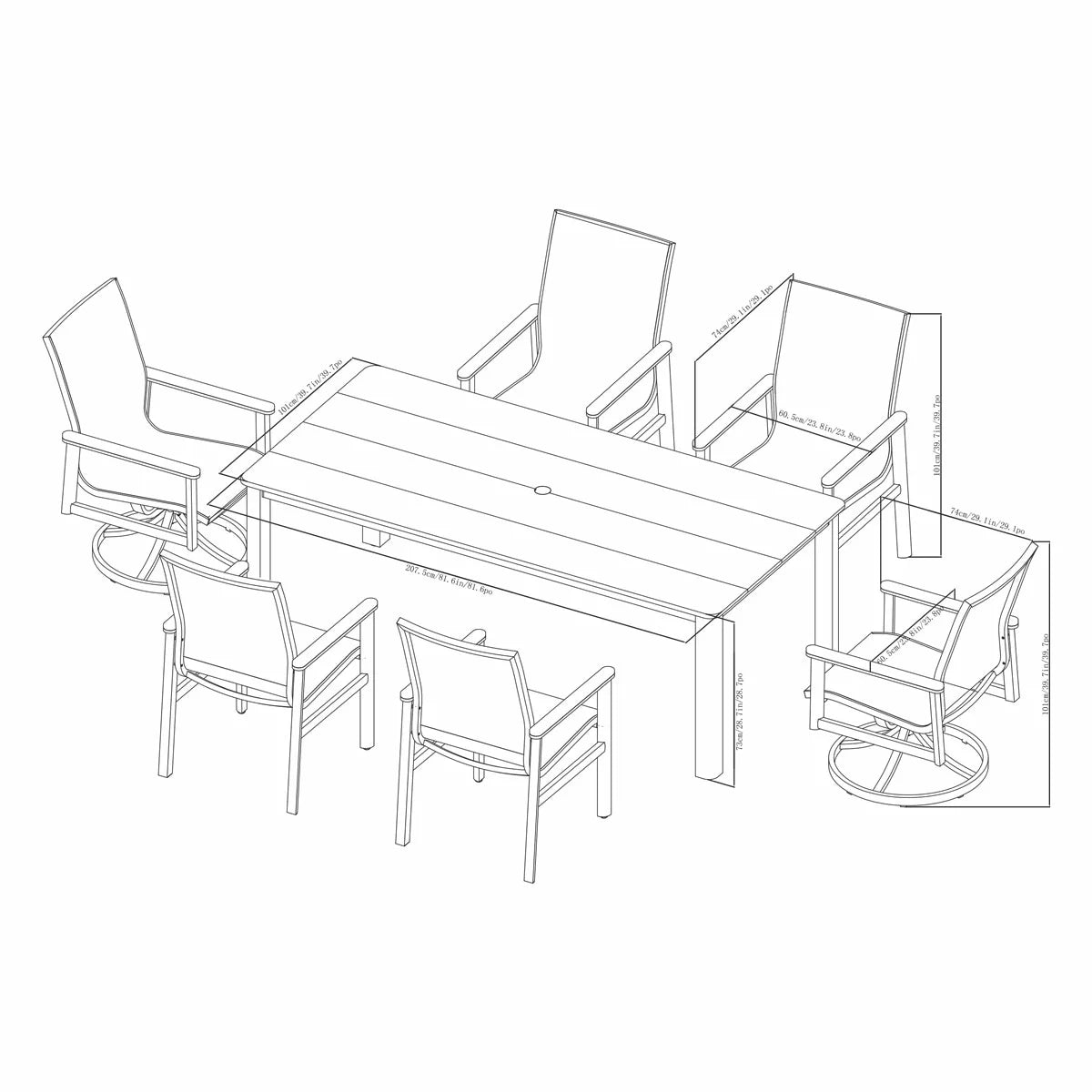 SunVilla Sara 7 Piece Sling Dining Set + Cover