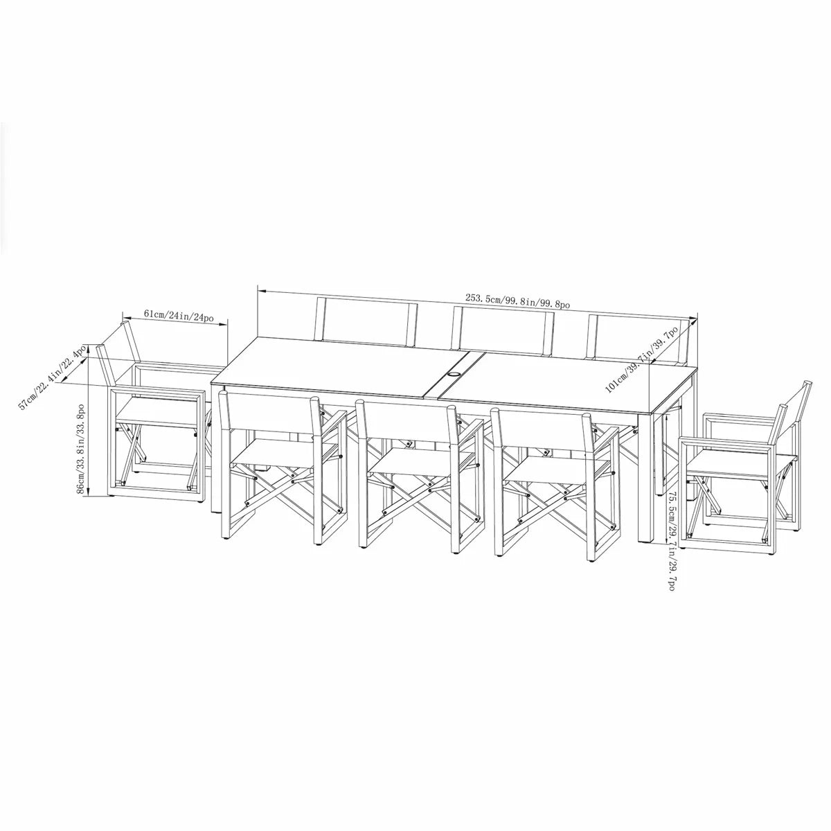 SunVilla Anchor 9 Piece Sling Dining Set + Cover