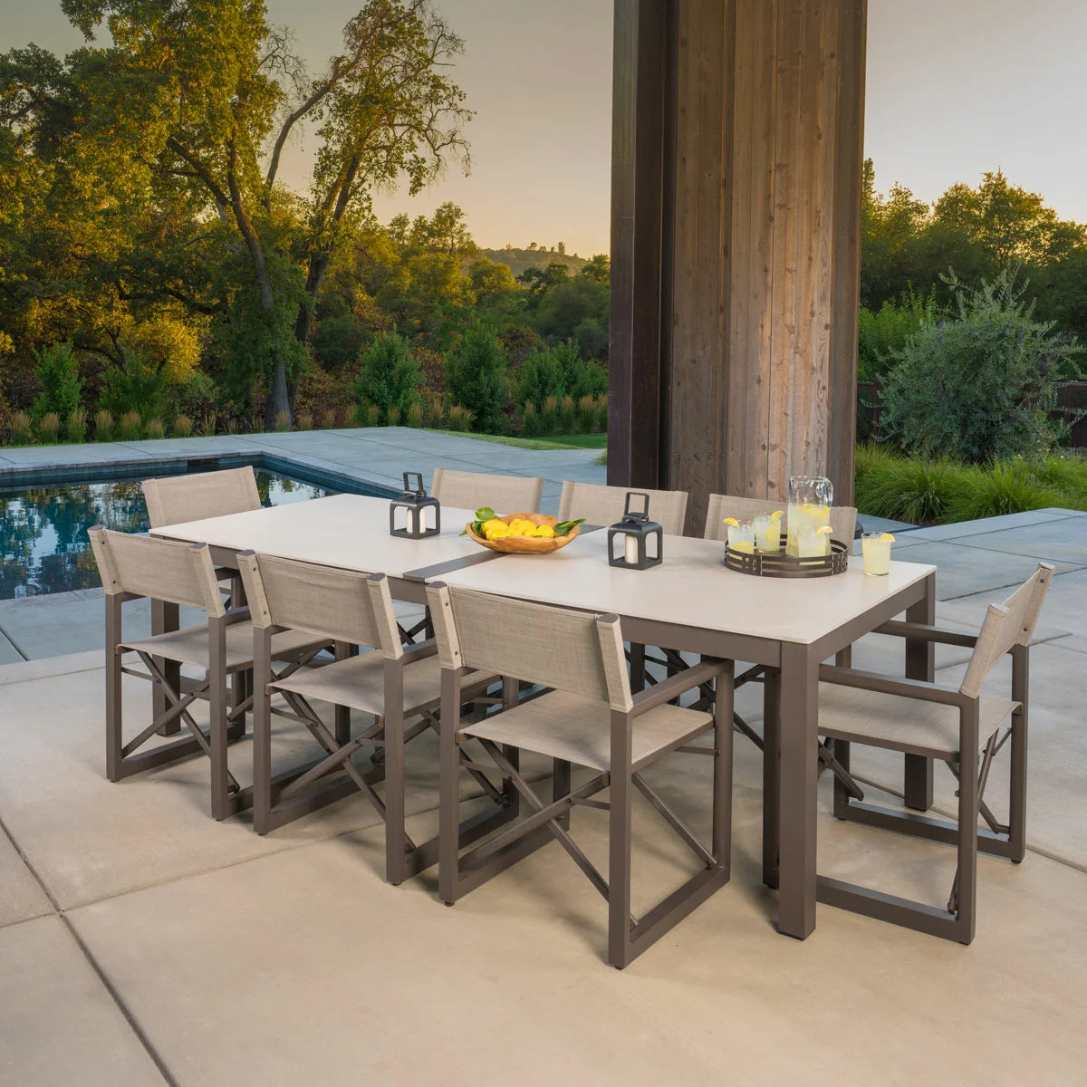 SunVilla Anchor 9 Piece Sling Dining Set + Cover
