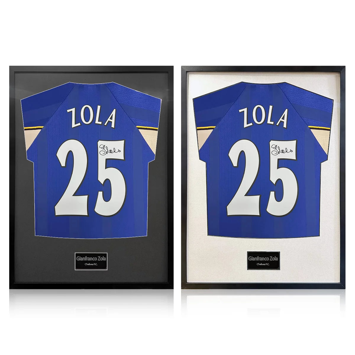 Gianfranco Zola Signed Framed Chelsea Football Shirt in 2 Options: White or