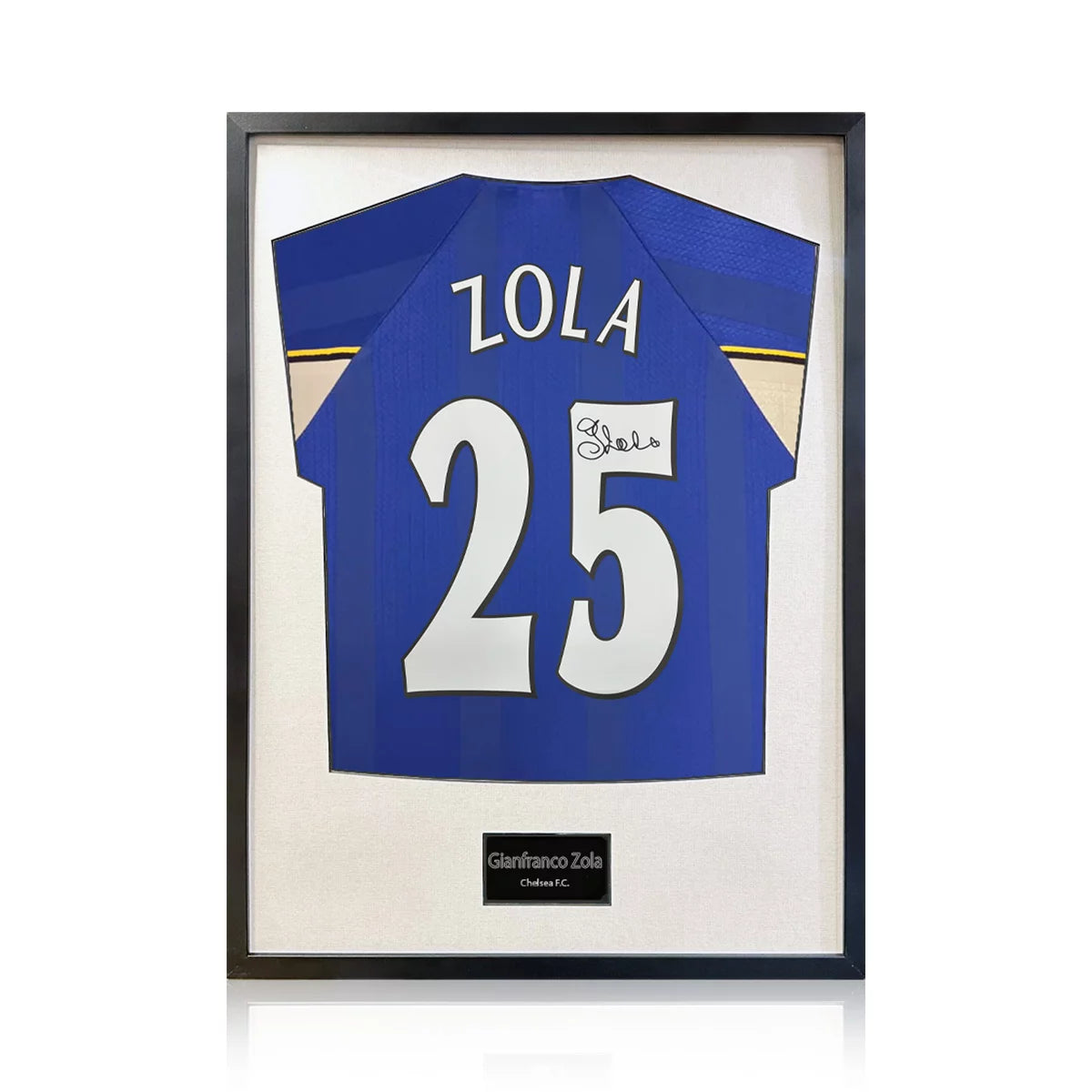 Gianfranco Zola Signed Framed Chelsea Football Shirt in 2 Options: White or