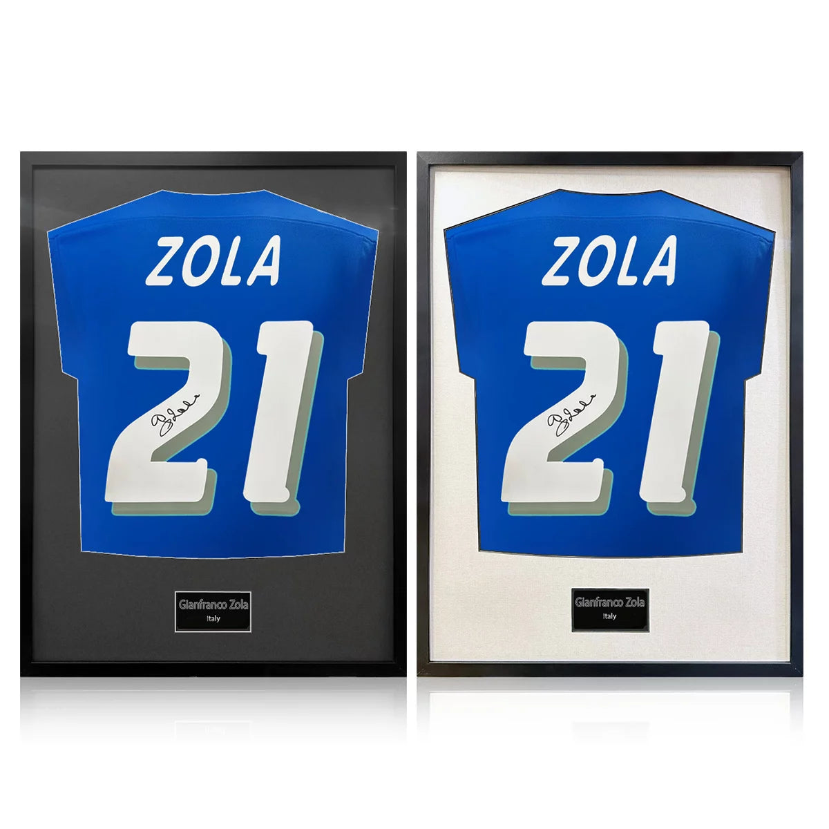 Gianfranco Zola Signed Framed Italy Football Shirt in 2 Options: White or Black