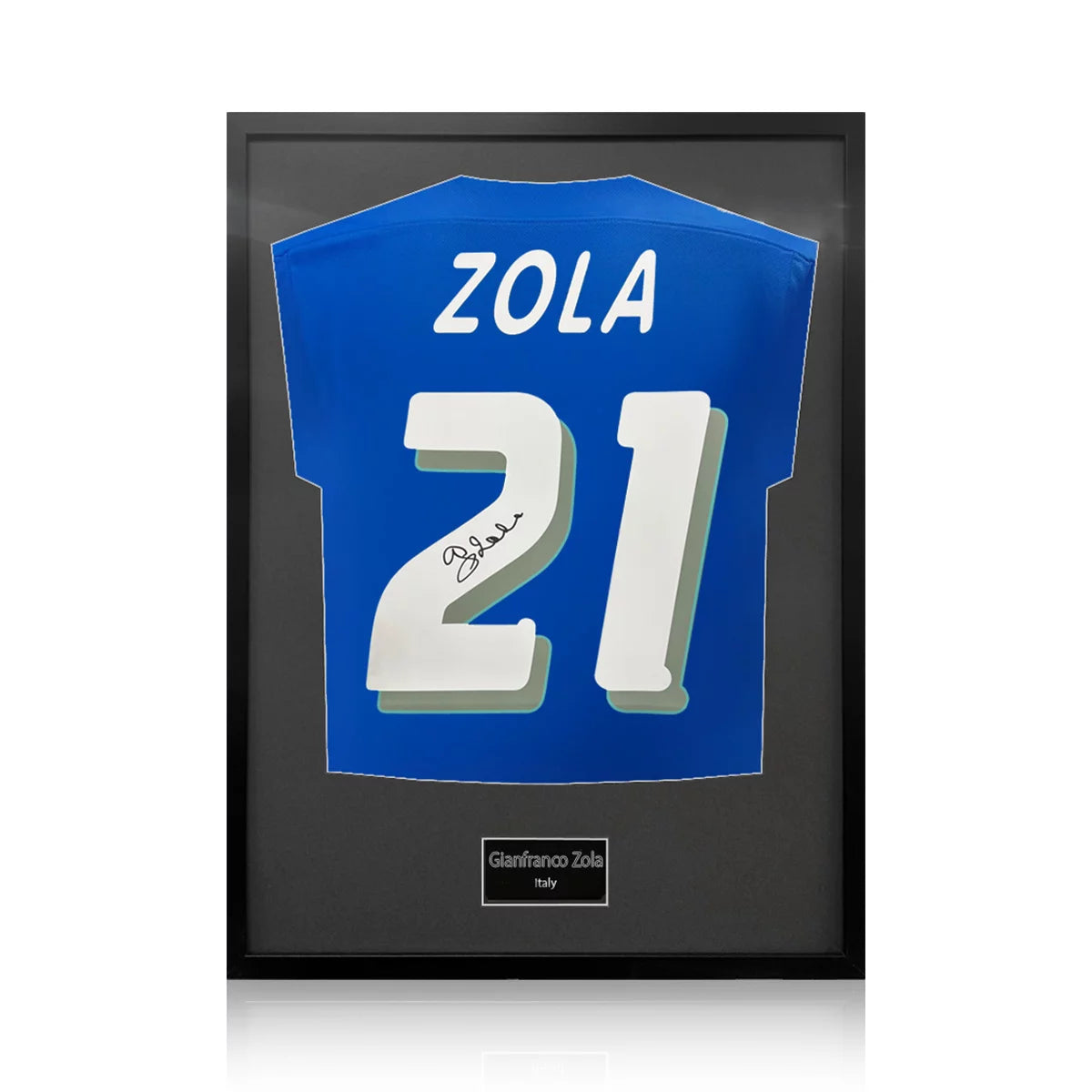 Gianfranco Zola Signed Framed Italy Football Shirt in 2 Options: White or Black