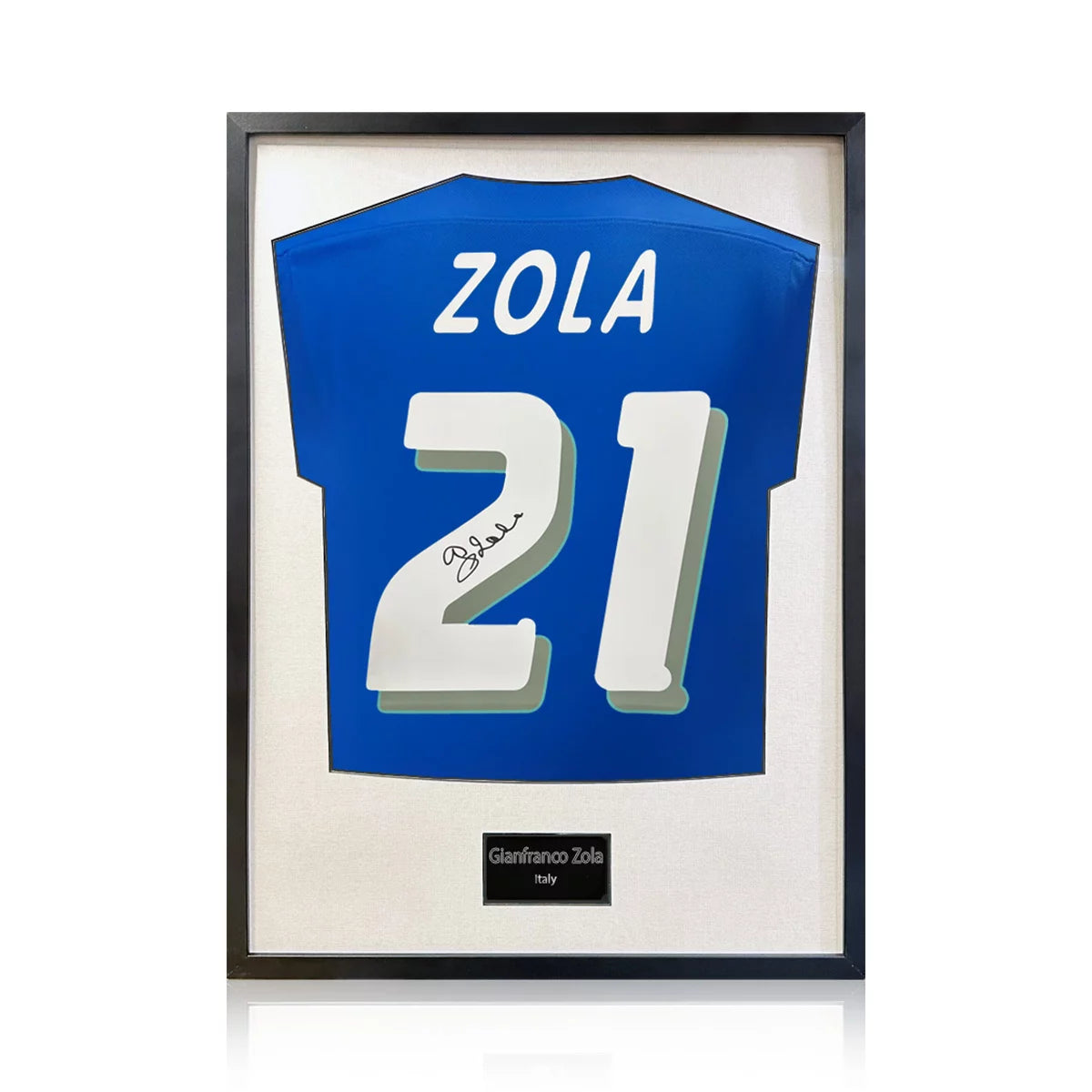 Gianfranco Zola Signed Framed Italy Football Shirt in 2 Options: White or Black