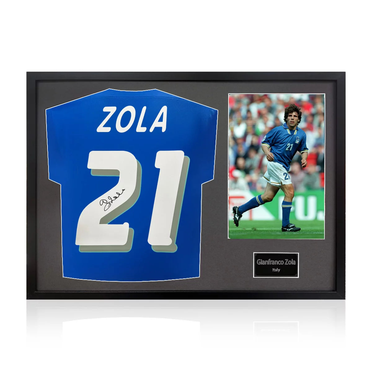 Gianfranco Zola Signed Framed Italy Football Shirt & 1 Photo in 2 Options: White