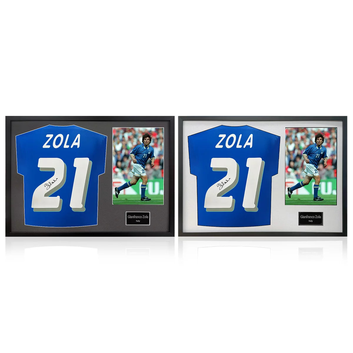 Gianfranco Zola Signed Framed Italy Football Shirt & 1 Photo in 2 Options: White