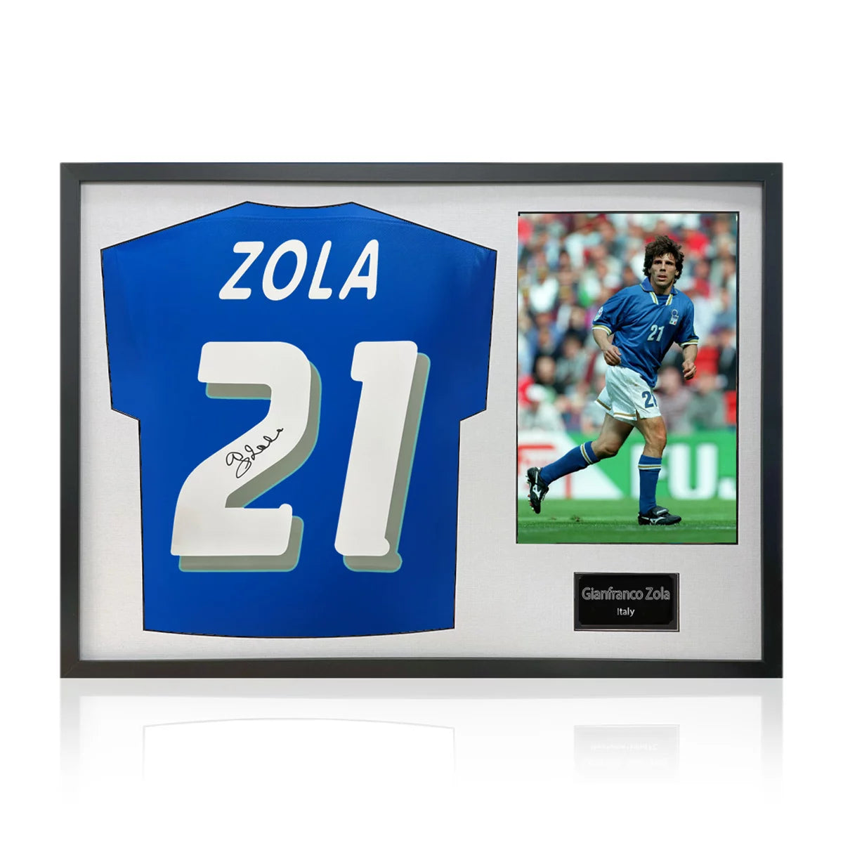 Gianfranco Zola Signed Framed Italy Football Shirt & 1 Photo in 2 Options: White
