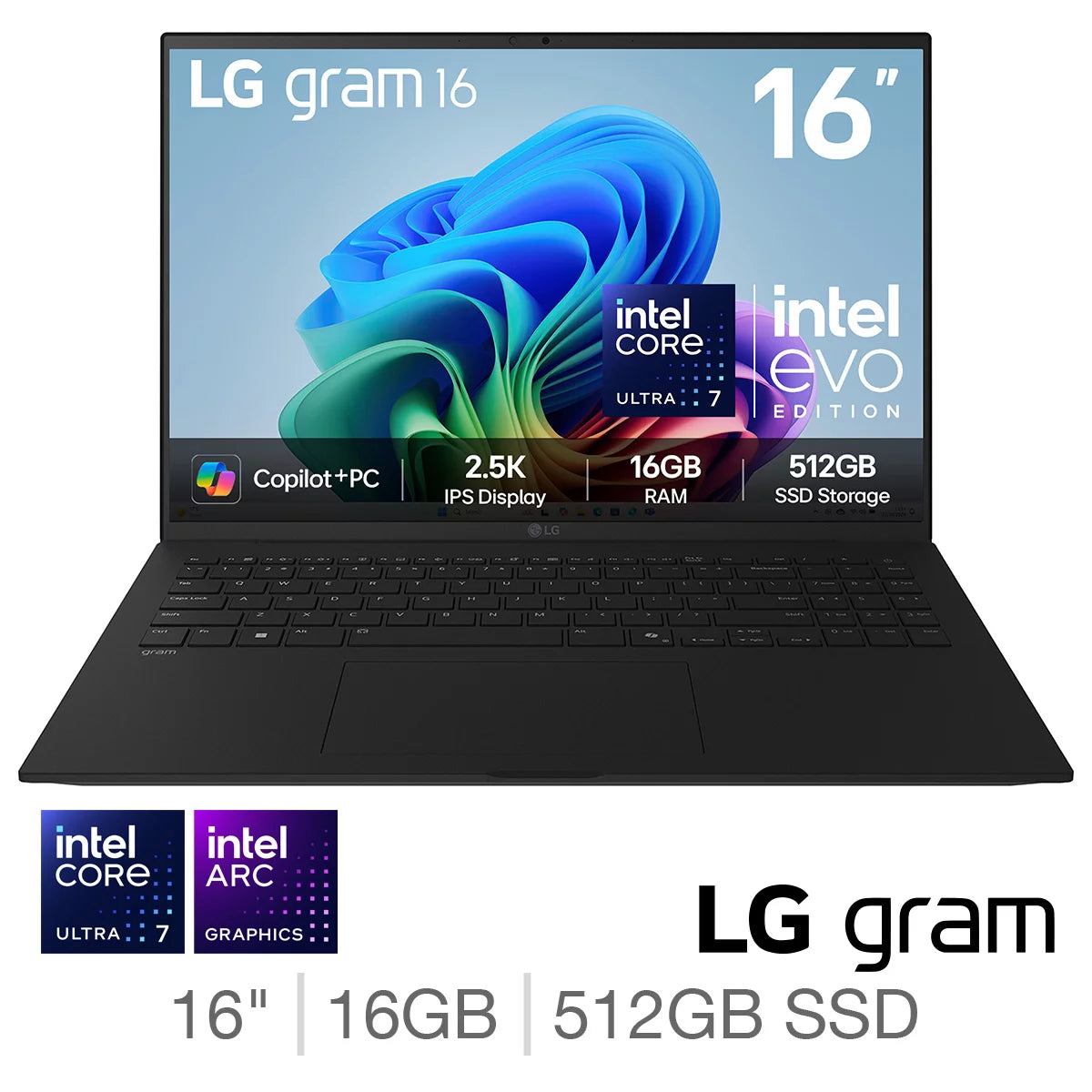 LG gram, Intel Core Ultra 7, 16GB RAM, 512GB SSD, 16 Inch Laptop