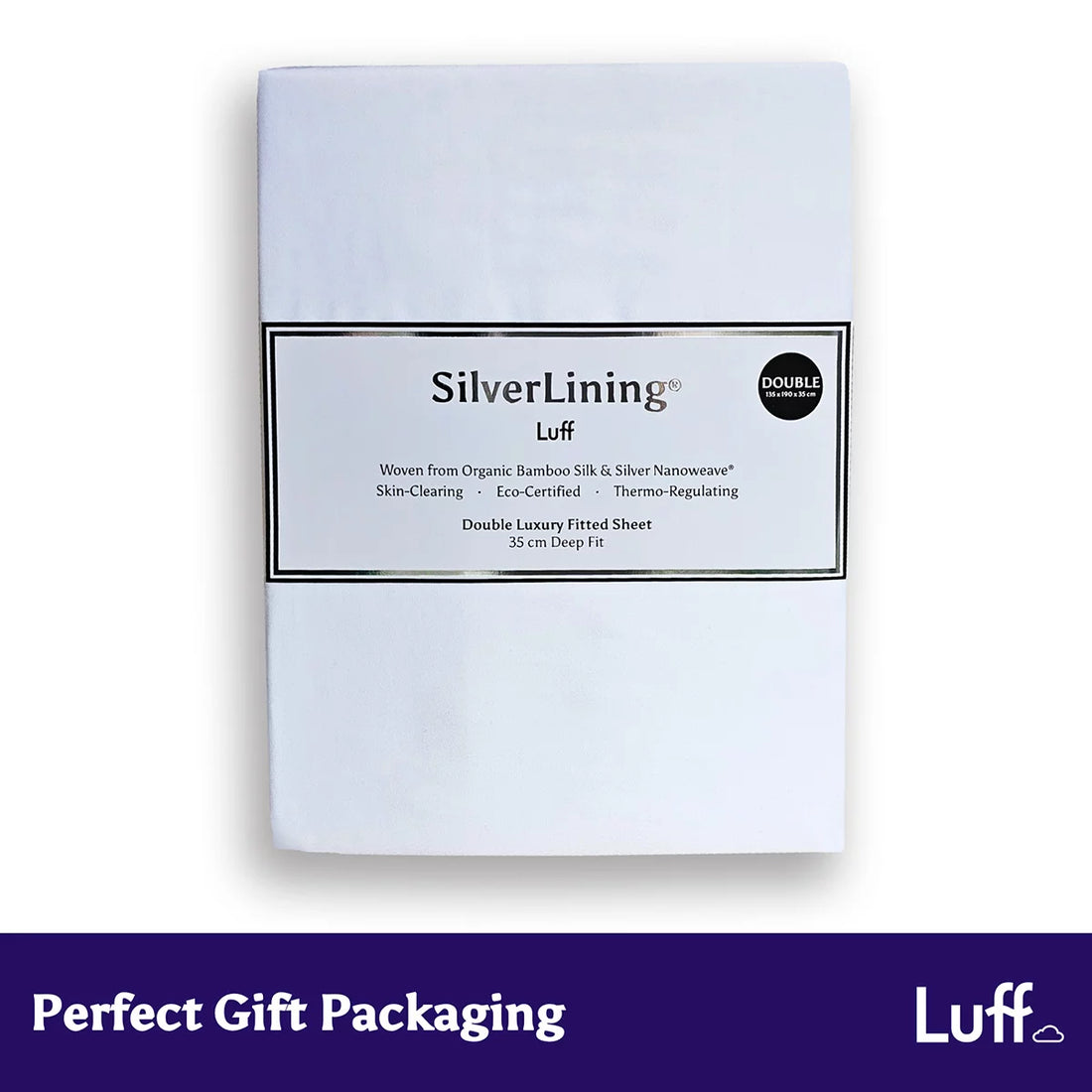 Luff SilverLining™ 1000 Thread Count 100% Organic Bamboo Deep Fitted White Sheet