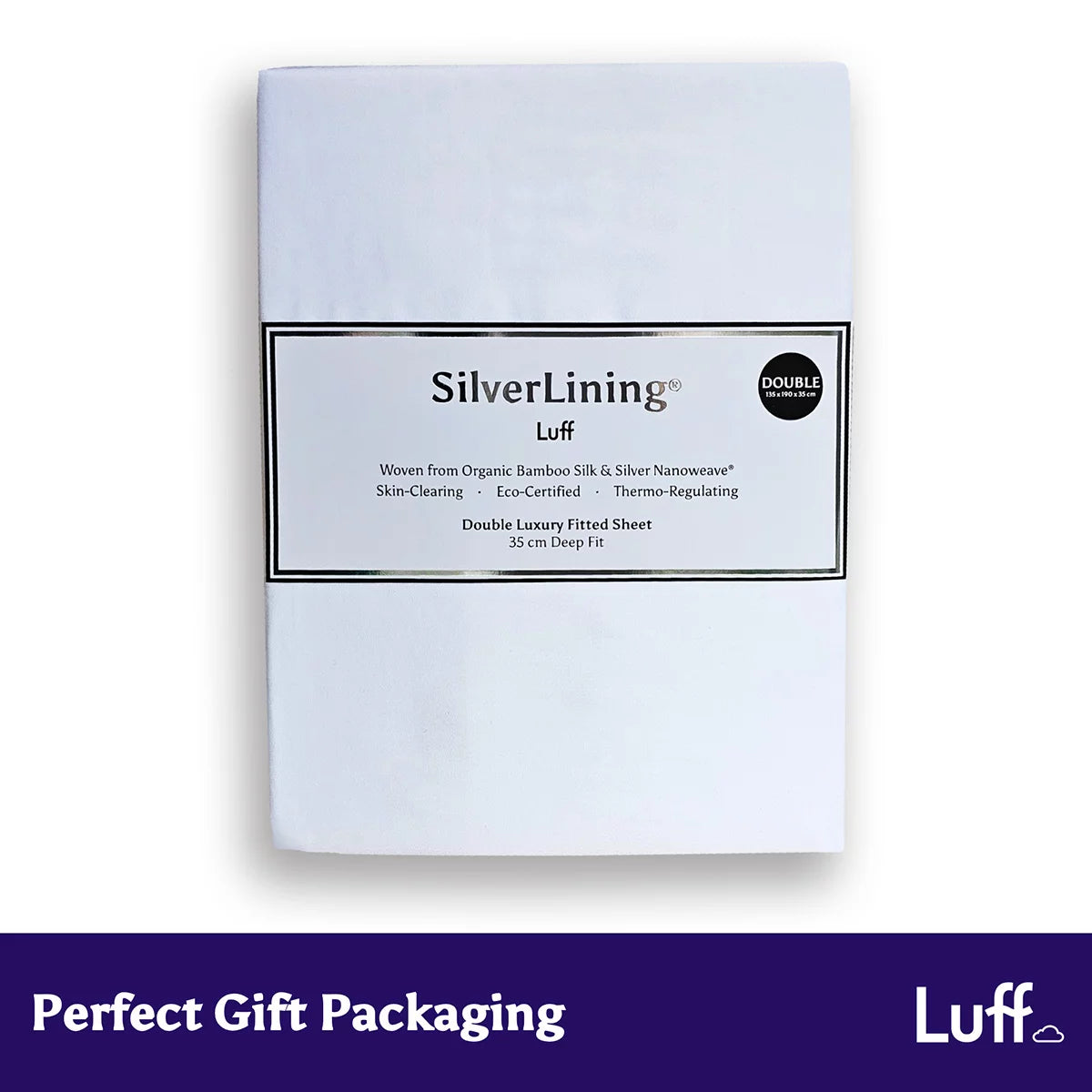 Luff SilverLining™ 1000 Thread Count 100% Organic Bamboo Deep Fitted White Sheet