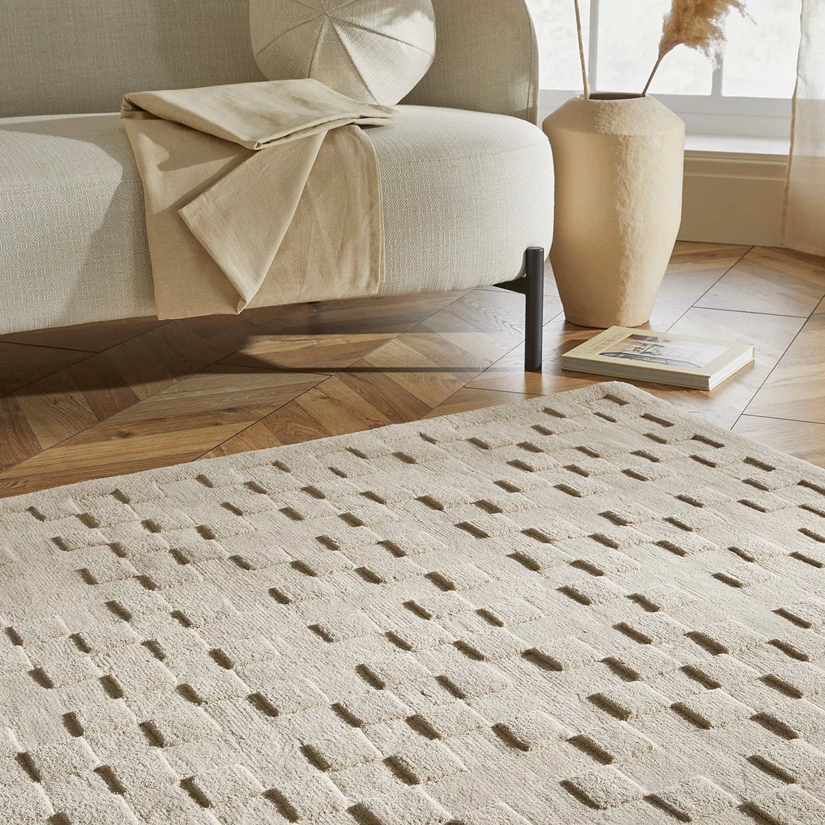 Concept Looms Priory Taupe Squares Rug, 250 x 350 cm, view 3