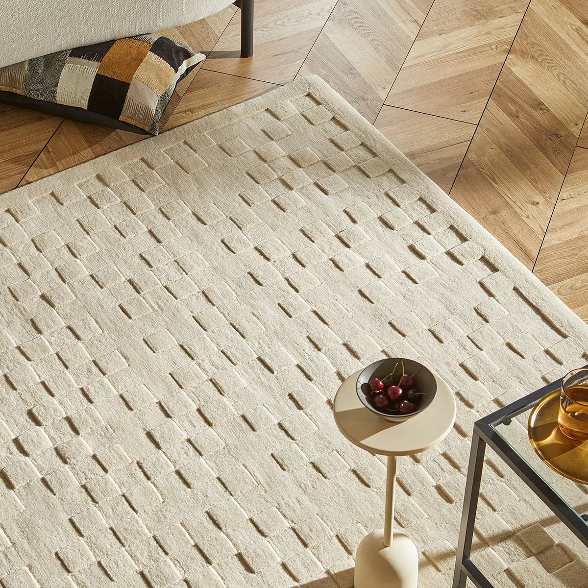 Concept Looms Priory Ivory Squares Rug in 4 Sizes