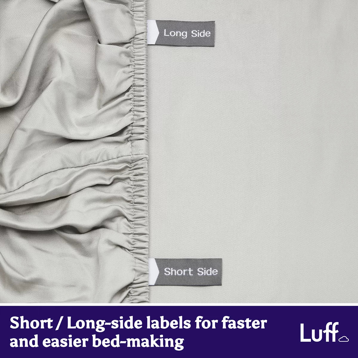 Luff SilverLining™ 1000 Thread Count 100% Organic Bamboo Deep Fitted Light Grey