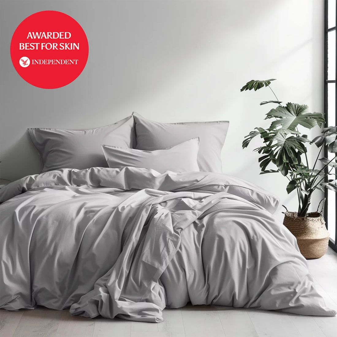 Luff SilverLining™ 1000 Thread Count 100% Organic Bamboo Duvet Set Light Grey