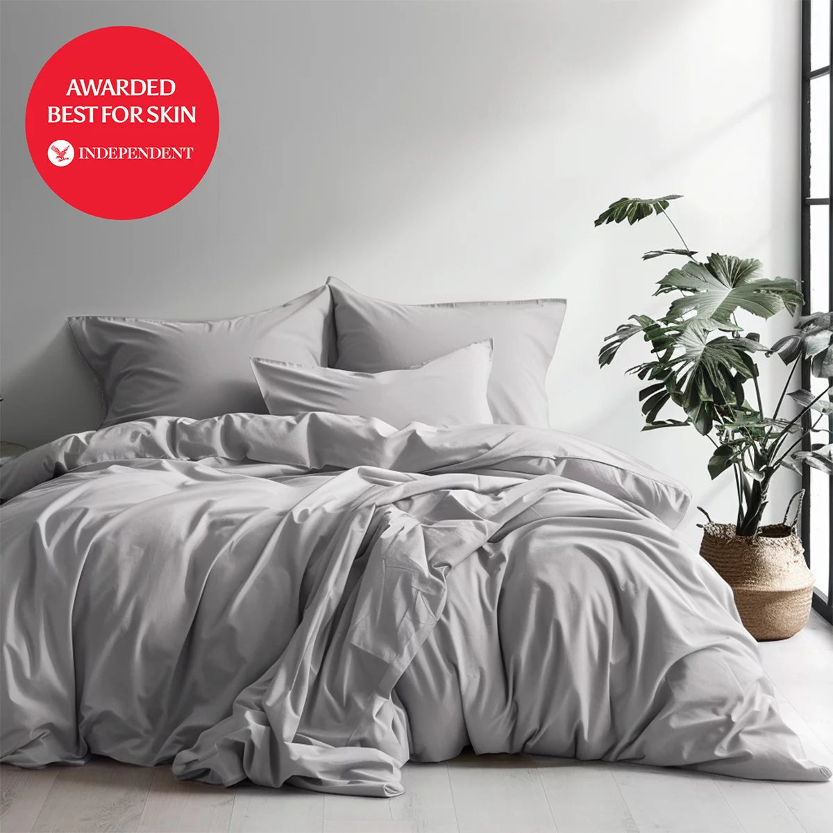 Luff SilverLining™ 1000 Thread Count 100% Organic Bamboo Duvet Set Light Grey