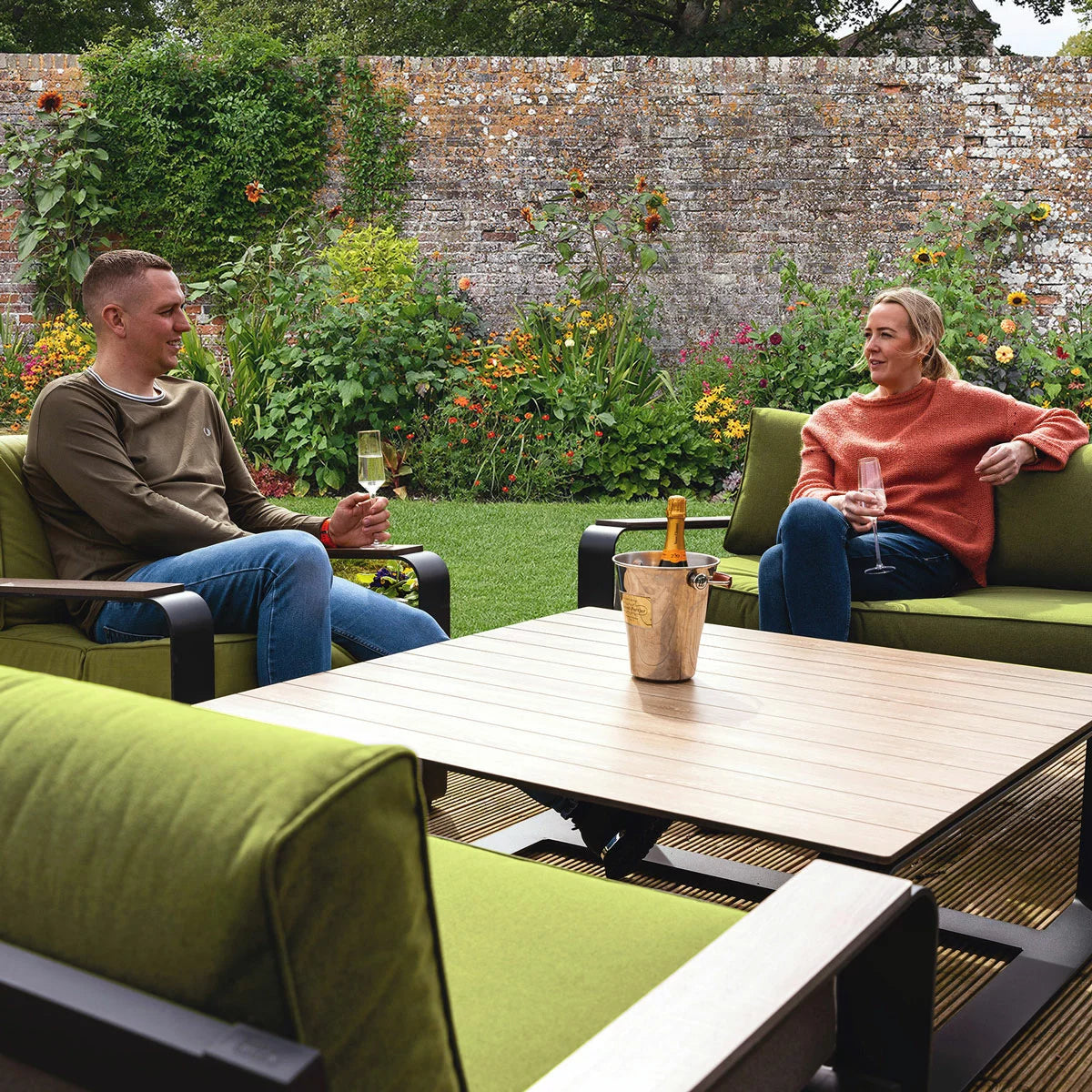 Stone Garden 5 Piece Deep Seating Patio Set in Green