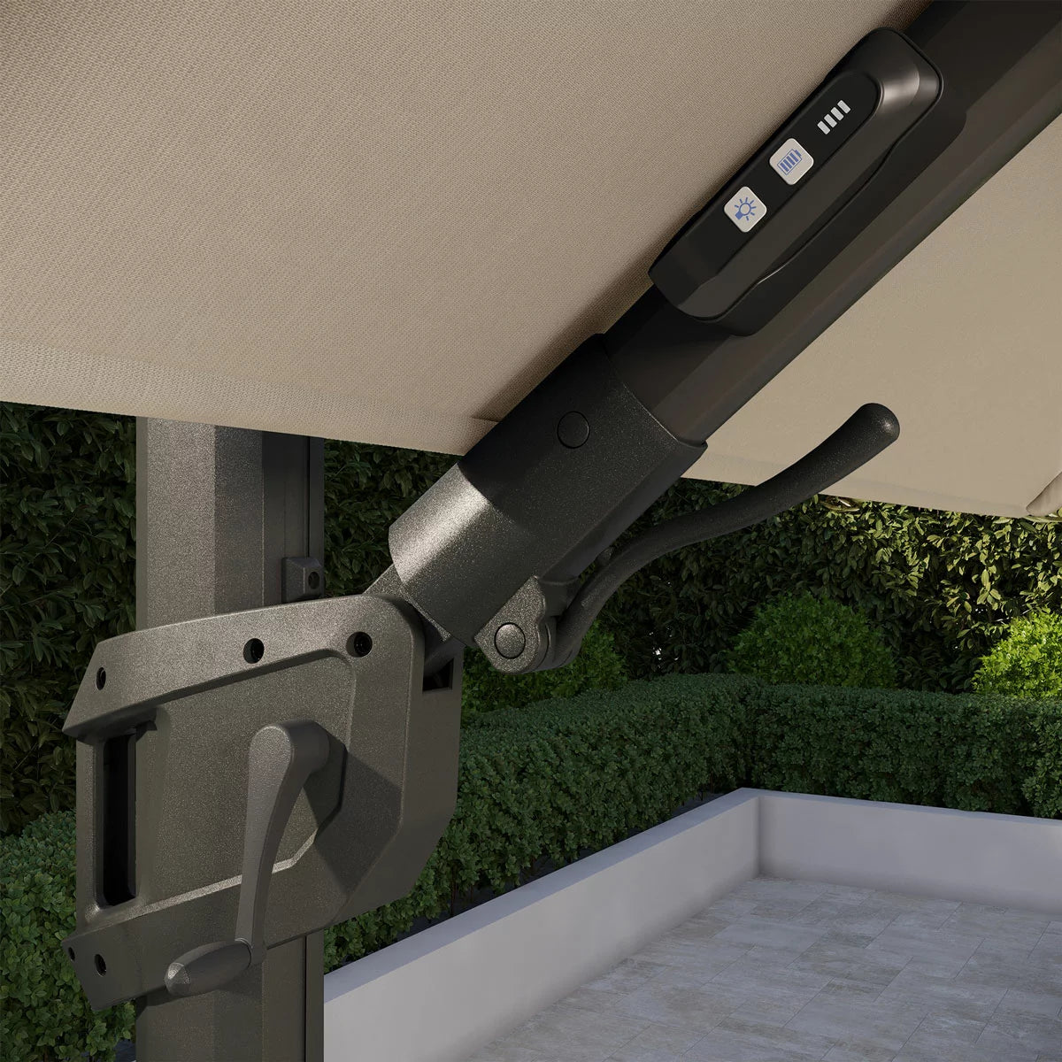 Seasons Sentry 10ft (3m) Square 2-Tier LED Solar Cantilever Umbrella