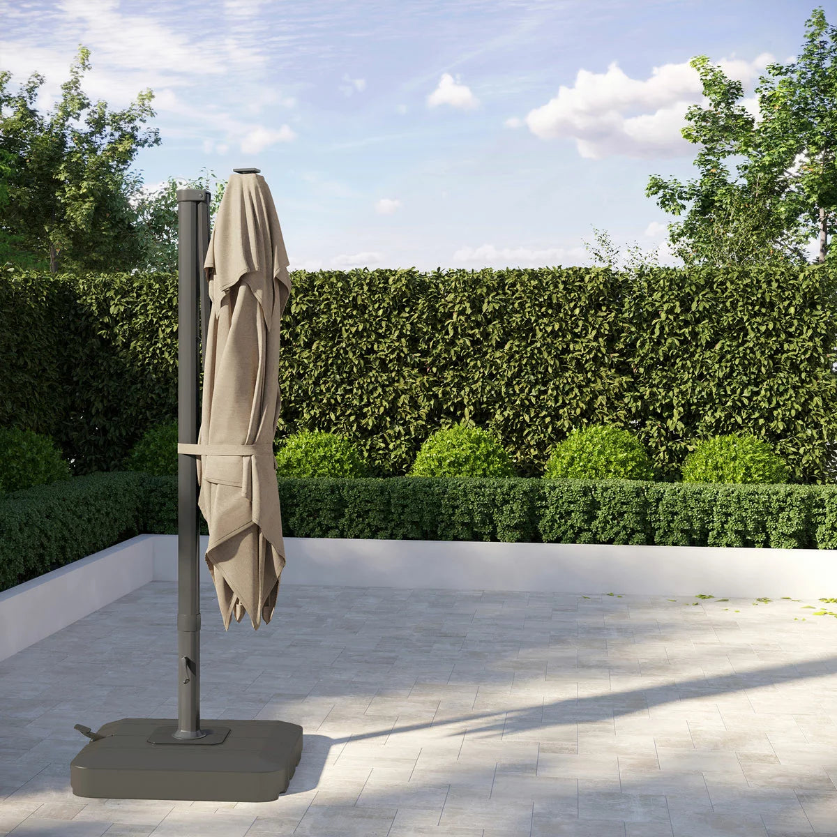 Seasons Sentry 10ft (3m) Square 2-Tier LED Solar Cantilever Umbrella